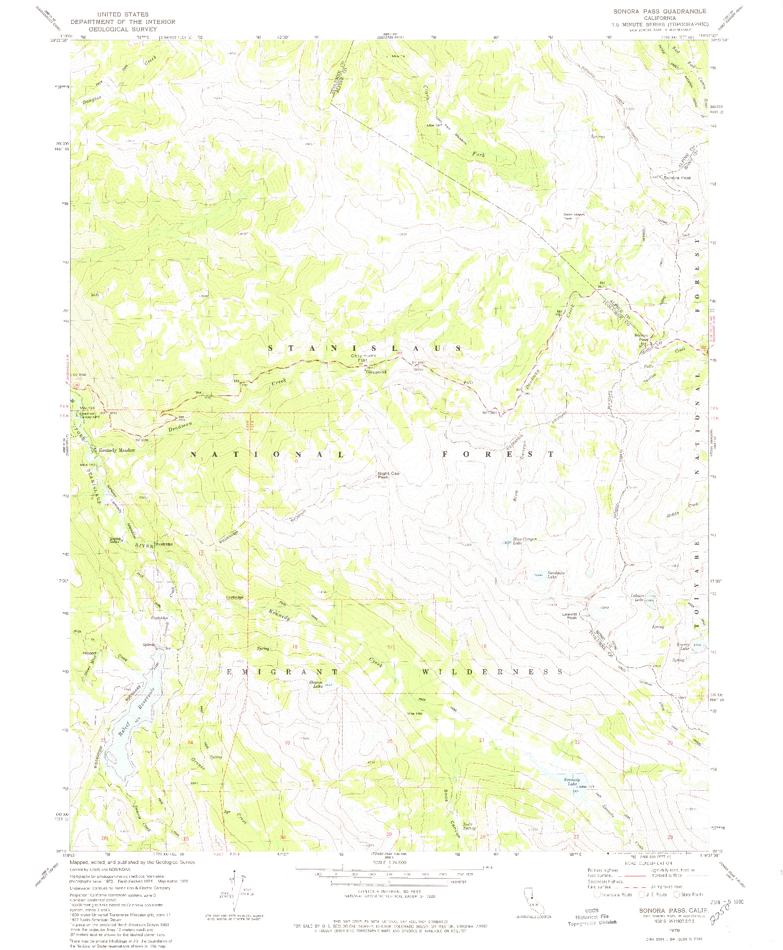 USGS 1:24000-SCALE QUADRANGLE FOR SONORA PASS, CA 1979