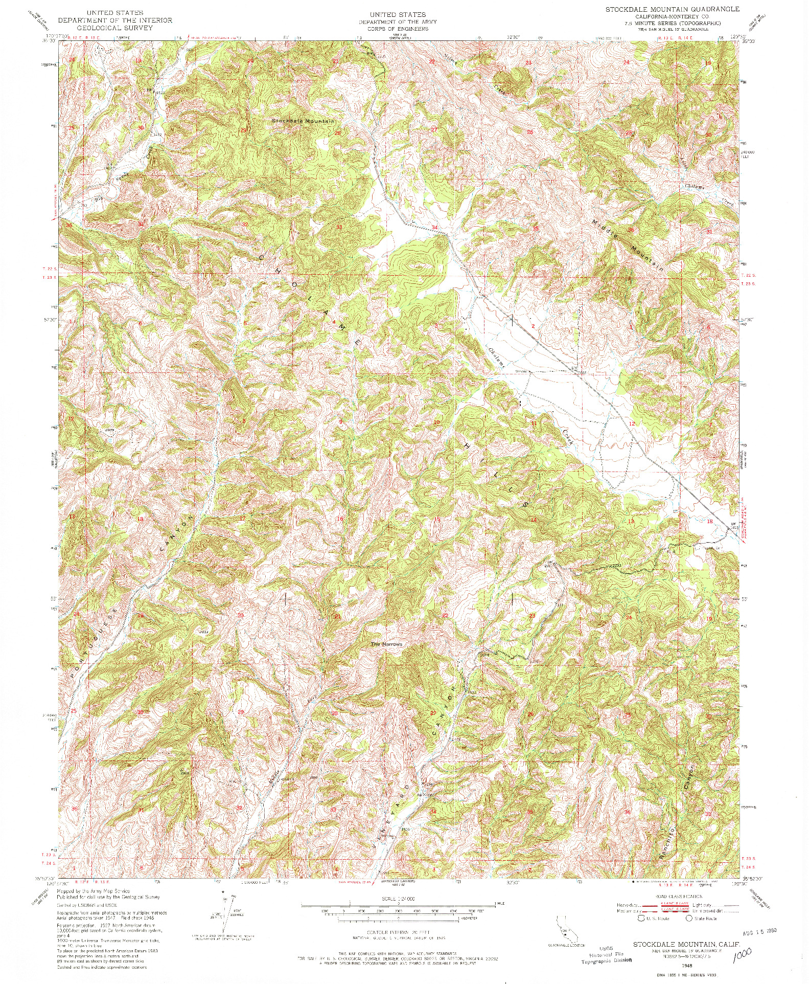 USGS 1:24000-SCALE QUADRANGLE FOR STOCKDALE MOUNTAIN, CA 1948