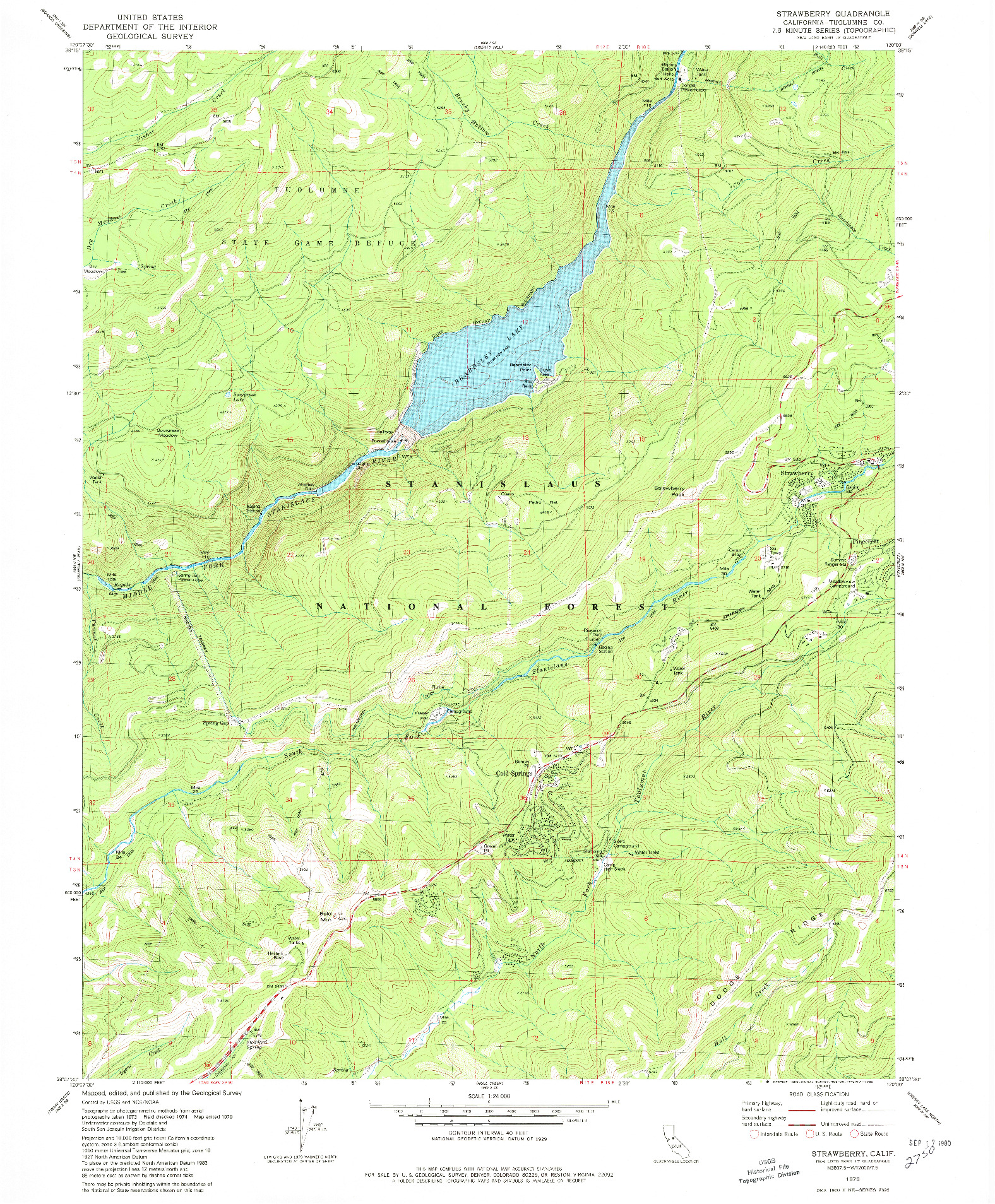 USGS 1:24000-SCALE QUADRANGLE FOR STRAWBERRY, CA 1979