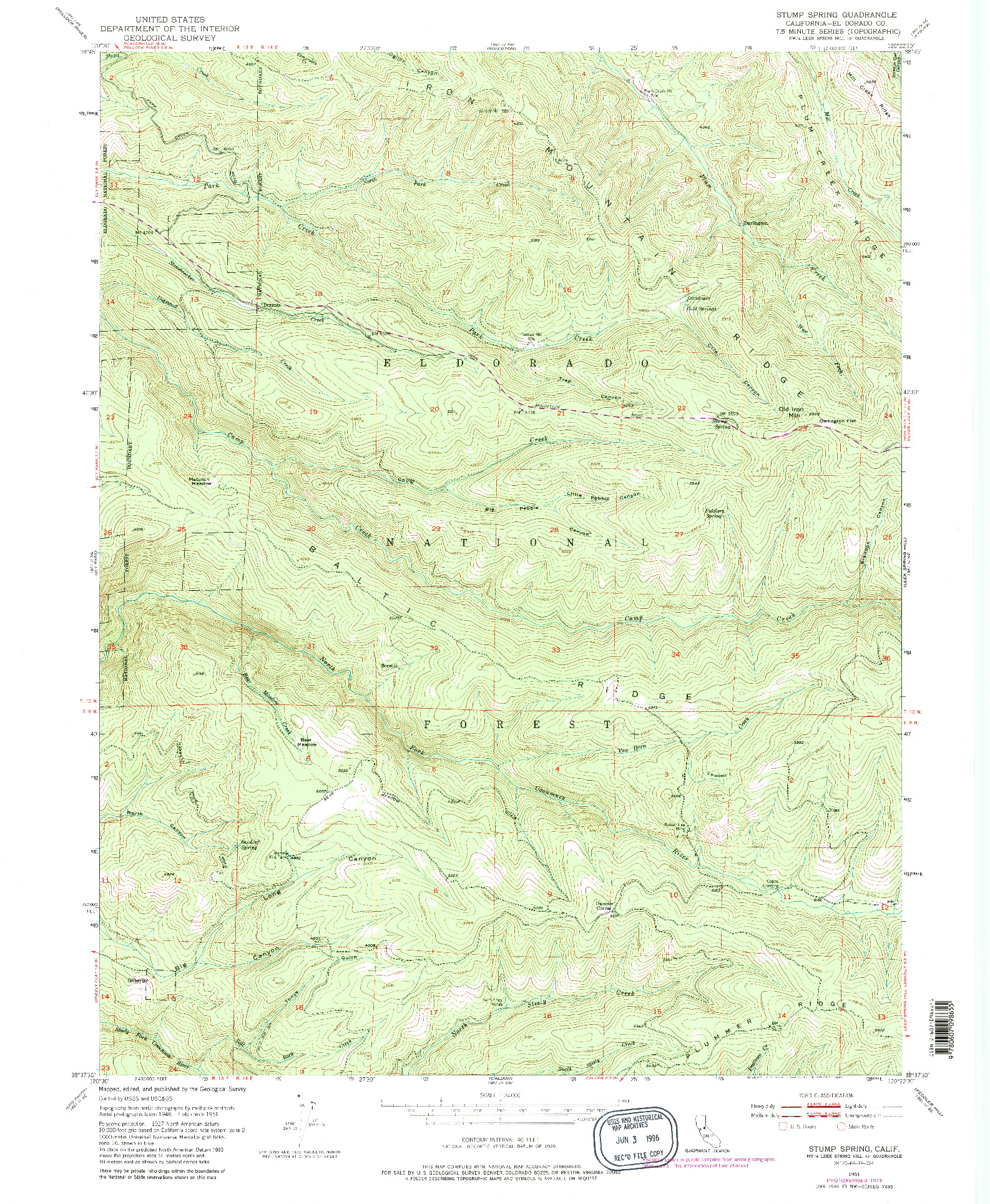 USGS 1:24000-SCALE QUADRANGLE FOR STUMP SPRING, CA 1951