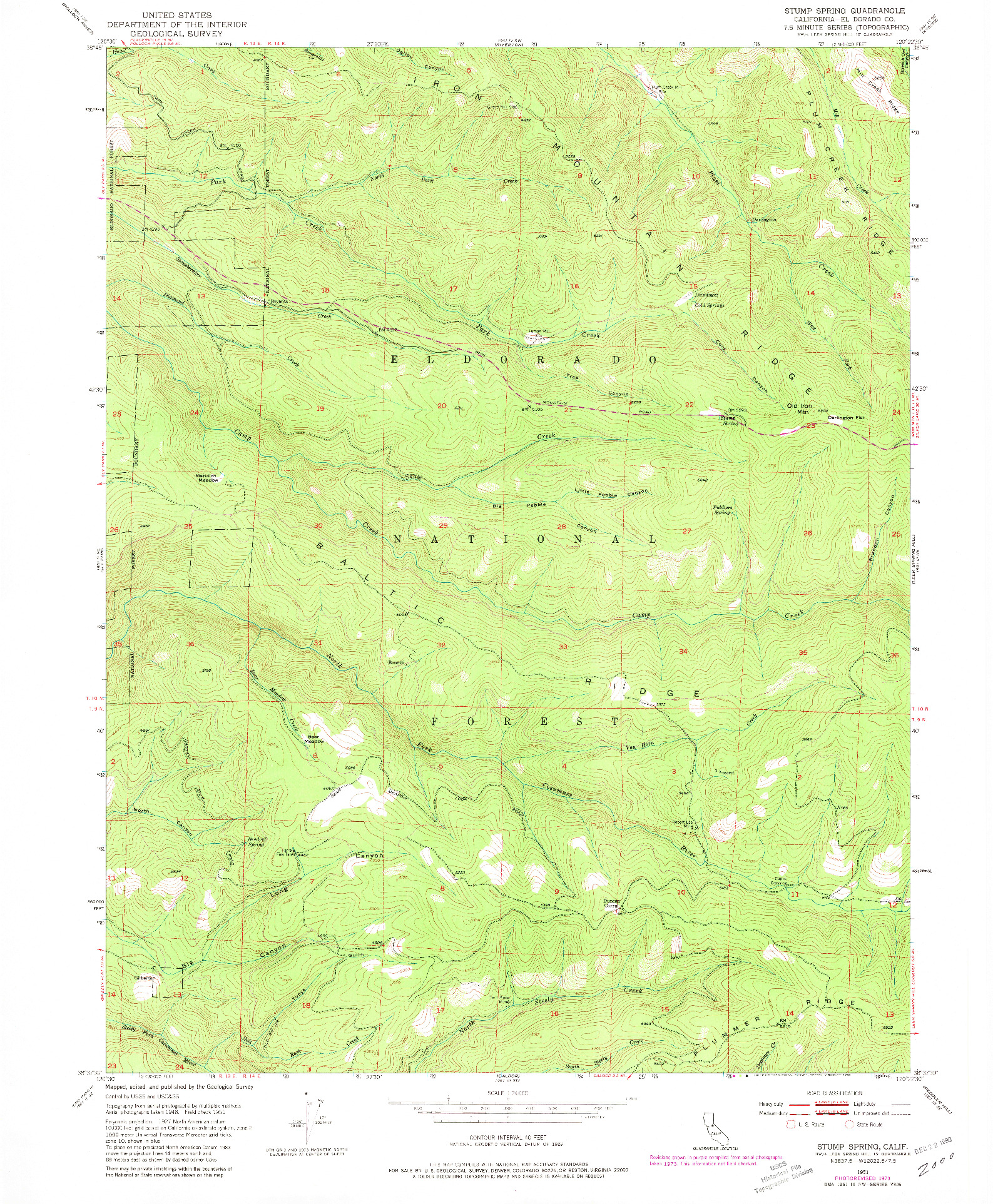 USGS 1:24000-SCALE QUADRANGLE FOR STUMP SPRING, CA 1951