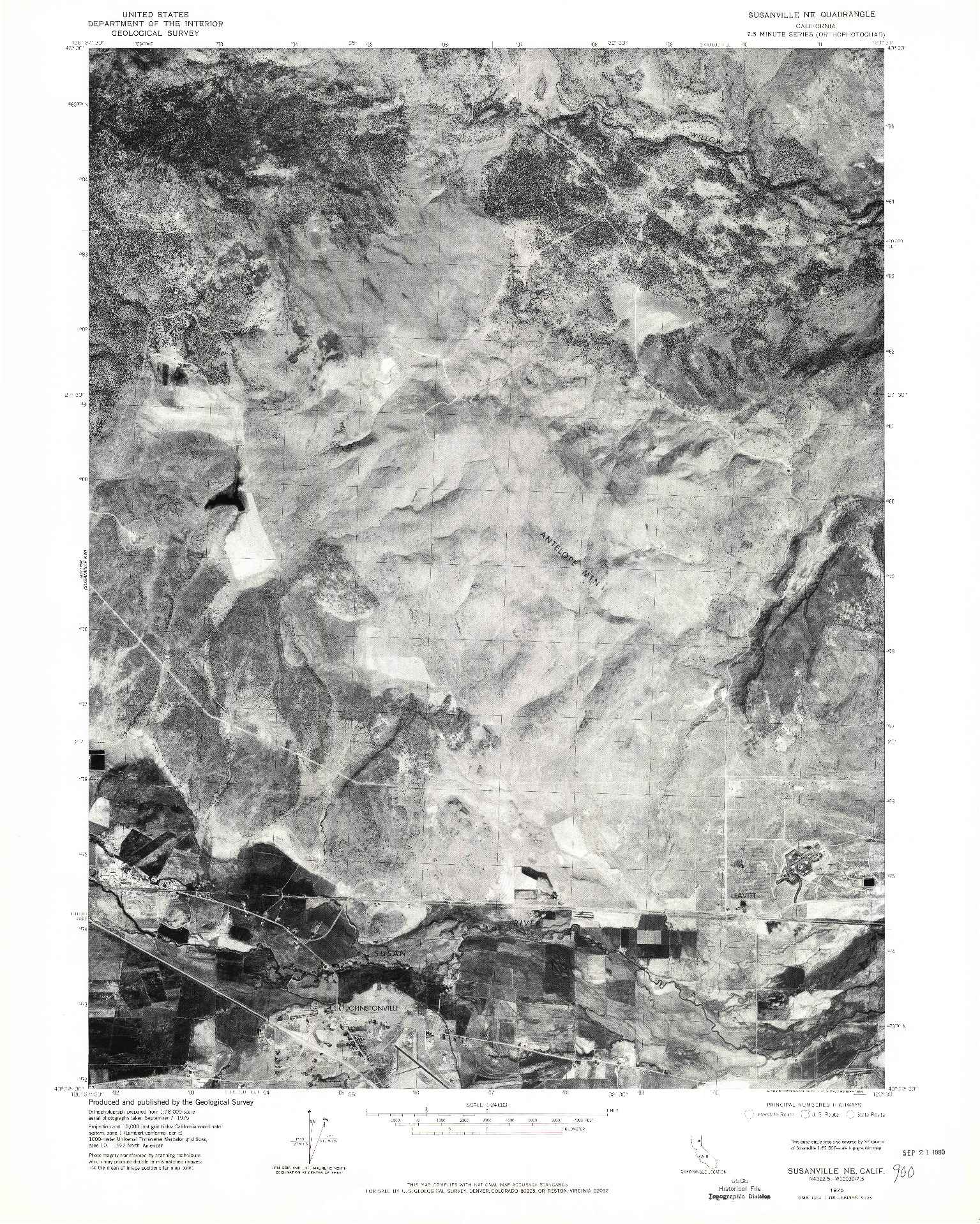 USGS 1:24000-SCALE QUADRANGLE FOR SUSANVILLE NE, CA 1975