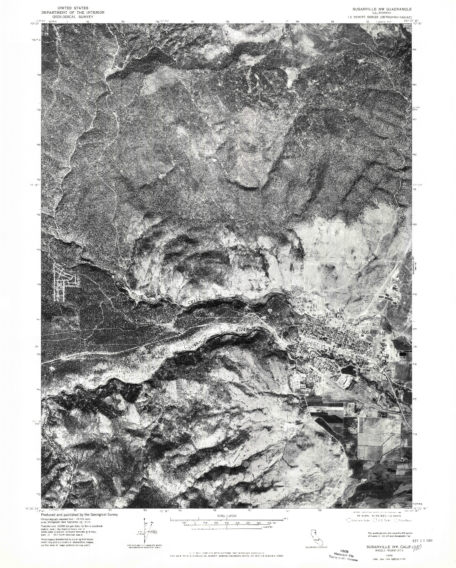 USGS 1:24000-SCALE QUADRANGLE FOR SUSANVILLE NW, CA 1975