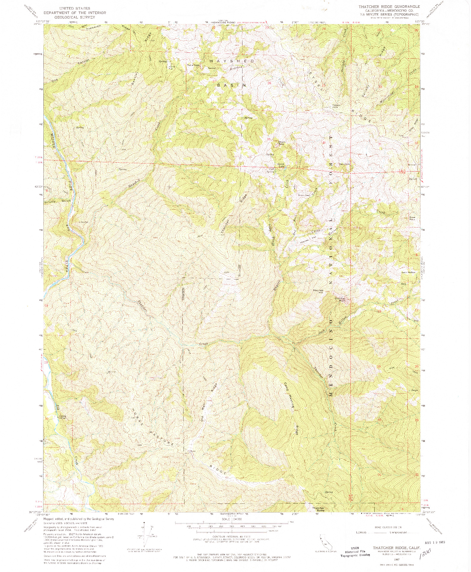 USGS 1:24000-SCALE QUADRANGLE FOR THATCHER RIDGE, CA 1967