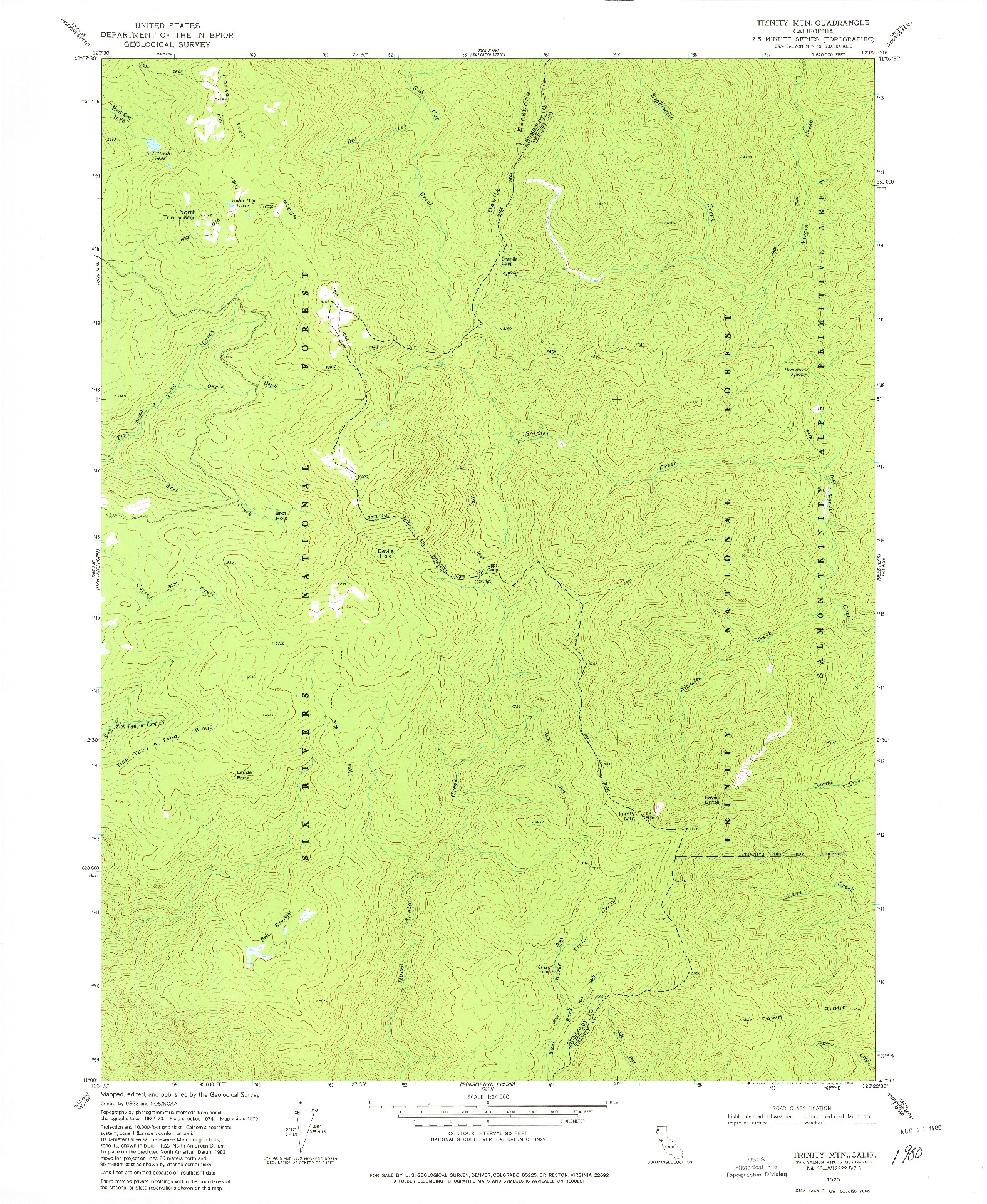 USGS 1:24000-SCALE QUADRANGLE FOR TRINITY MTN, CA 1979