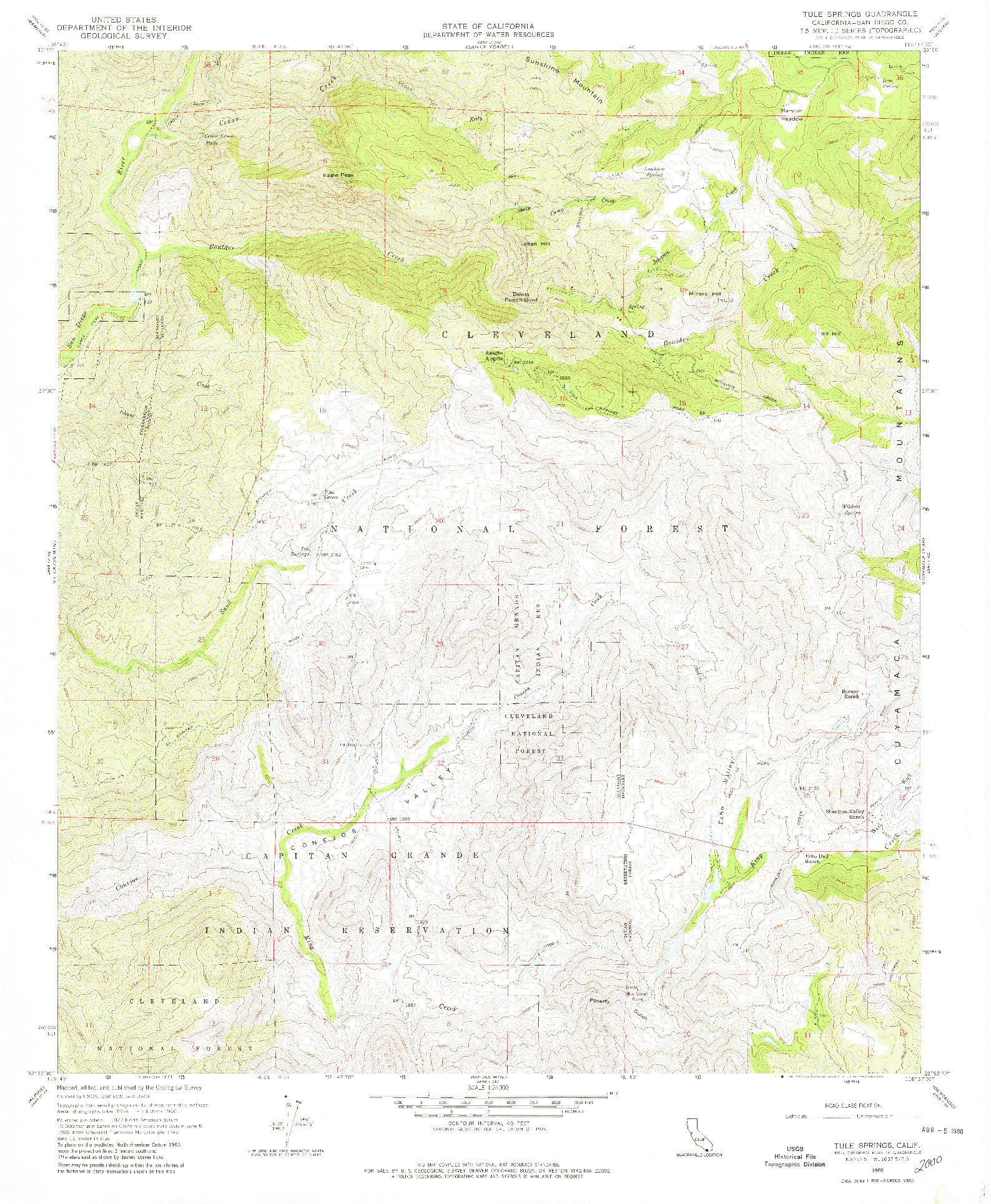 USGS 1:24000-SCALE QUADRANGLE FOR TULE SPRINGS, CA 1960