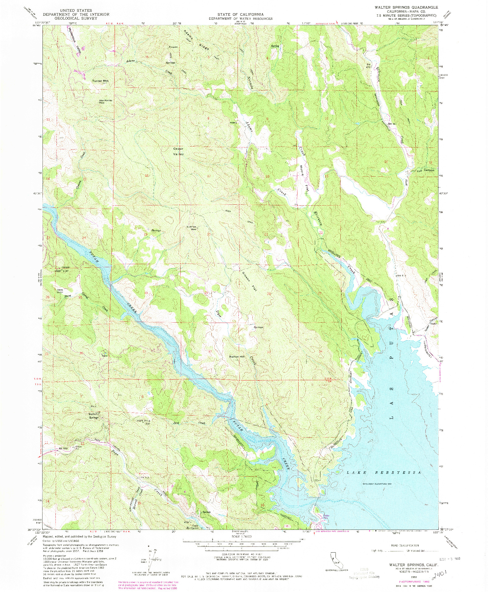 USGS 1:24000-SCALE QUADRANGLE FOR WALTER SPRINGS, CA 1959