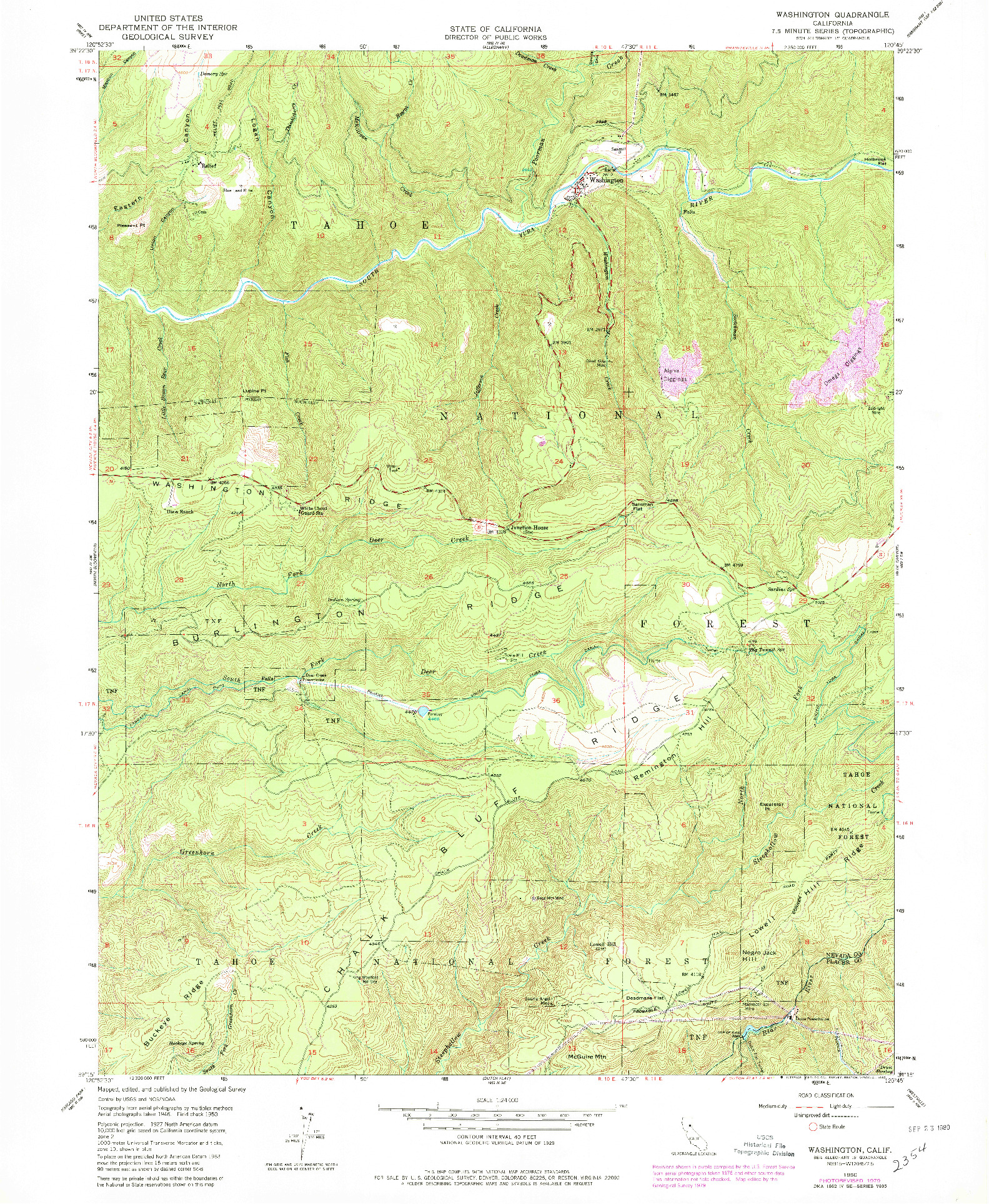 USGS 1:24000-SCALE QUADRANGLE FOR WASHINGTON, CA 1950