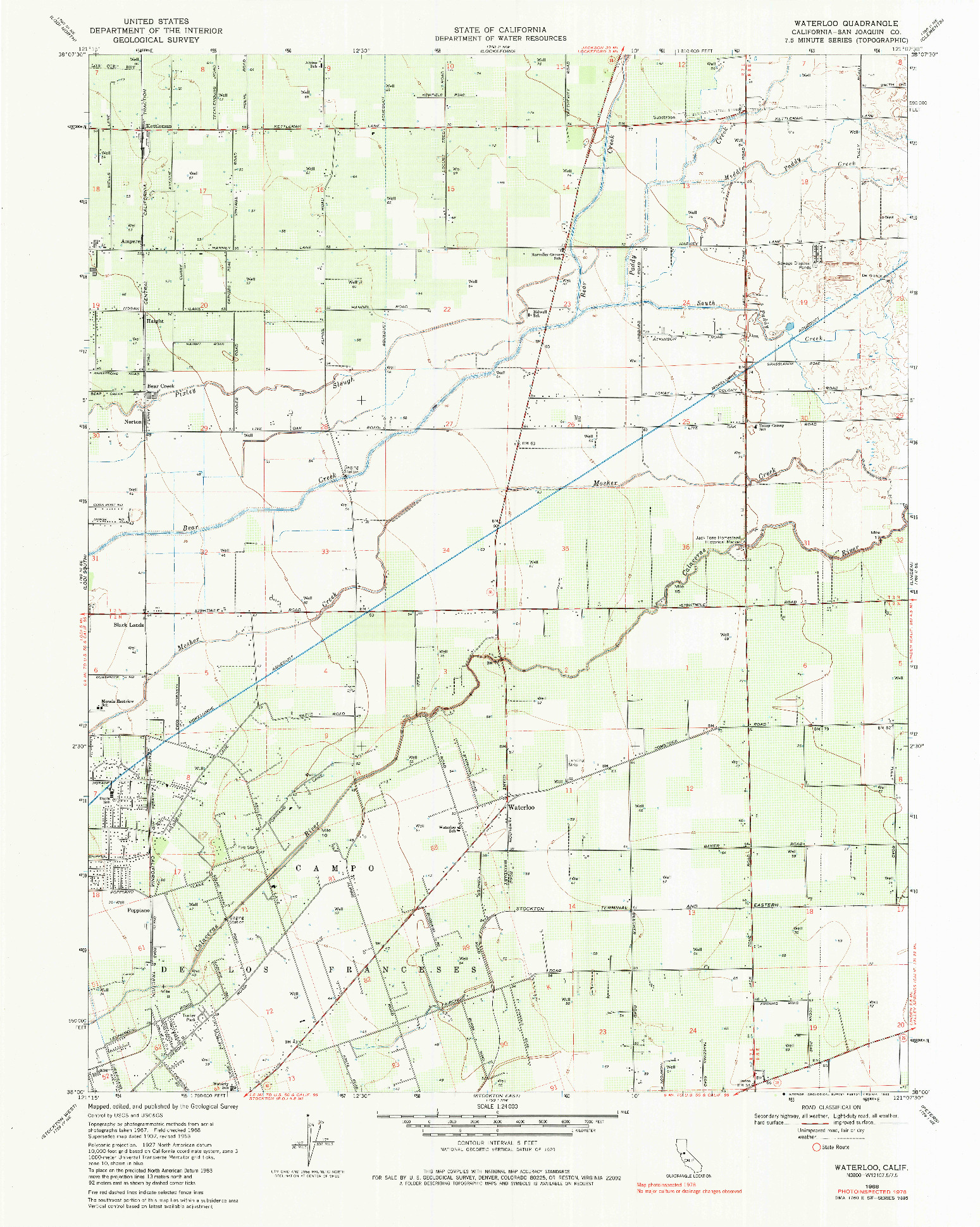 USGS 1:24000-SCALE QUADRANGLE FOR WATERLOO, CA 1968