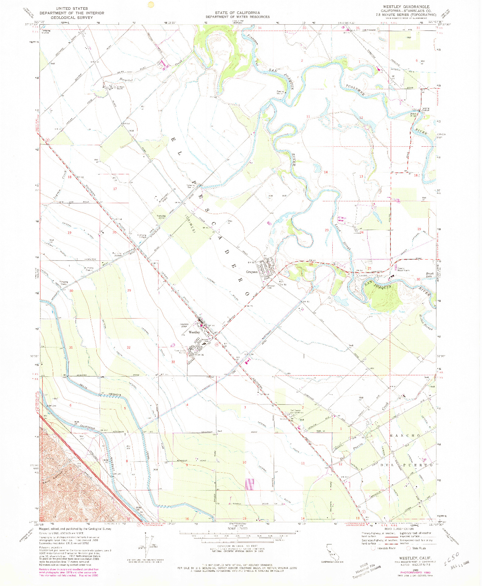 USGS 1:24000-SCALE QUADRANGLE FOR WESTLEY, CA 1969