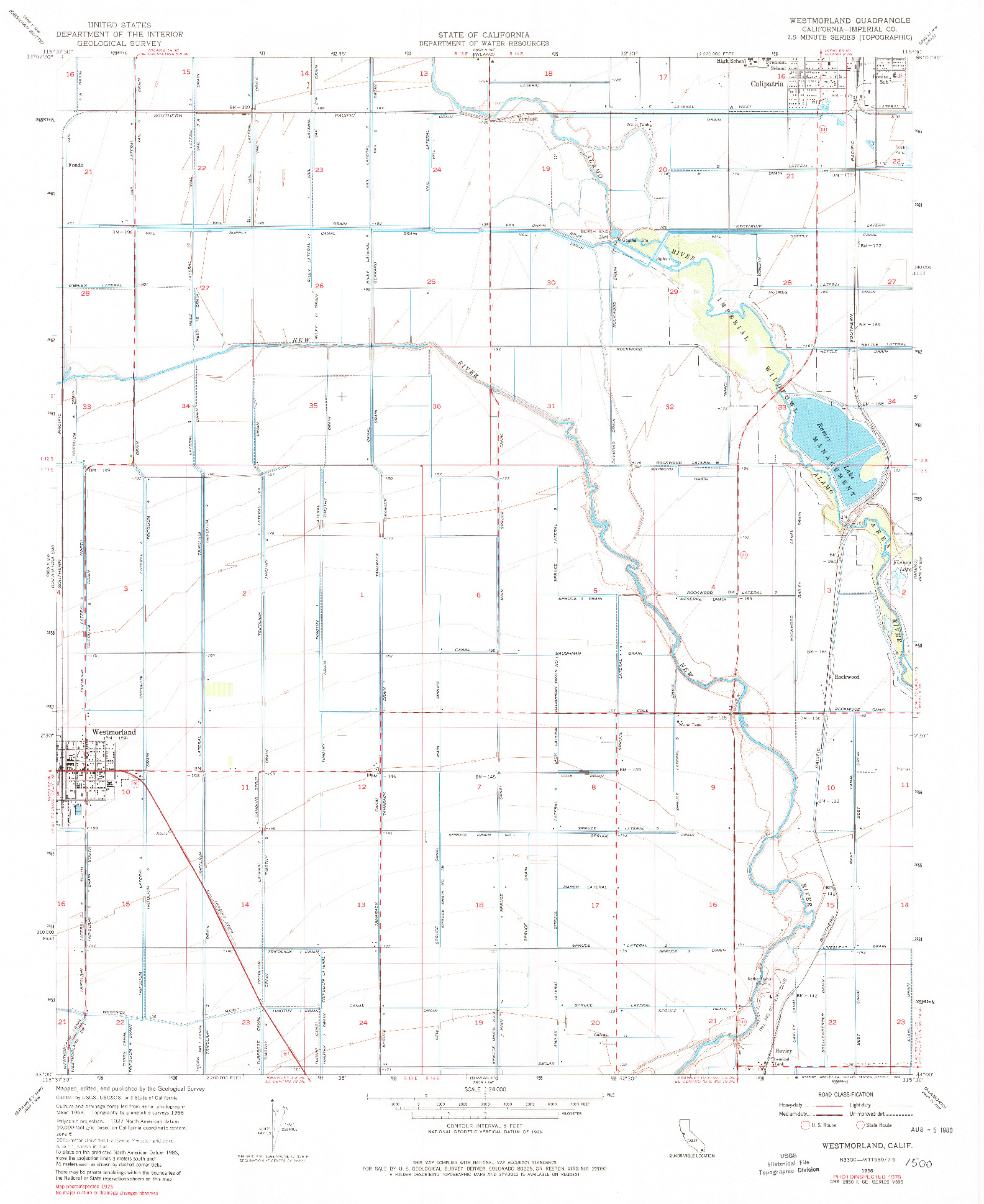 USGS 1:24000-SCALE QUADRANGLE FOR WESTMORLAND, CA 1956