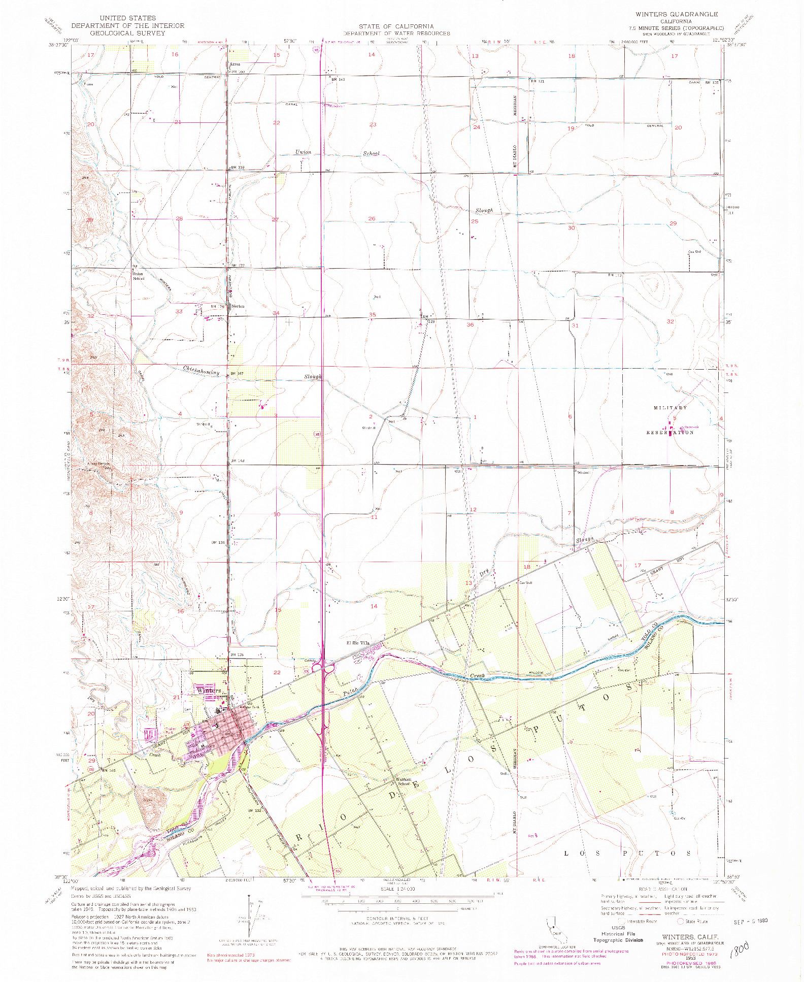 USGS 1:24000-SCALE QUADRANGLE FOR WINTERS, CA 1953