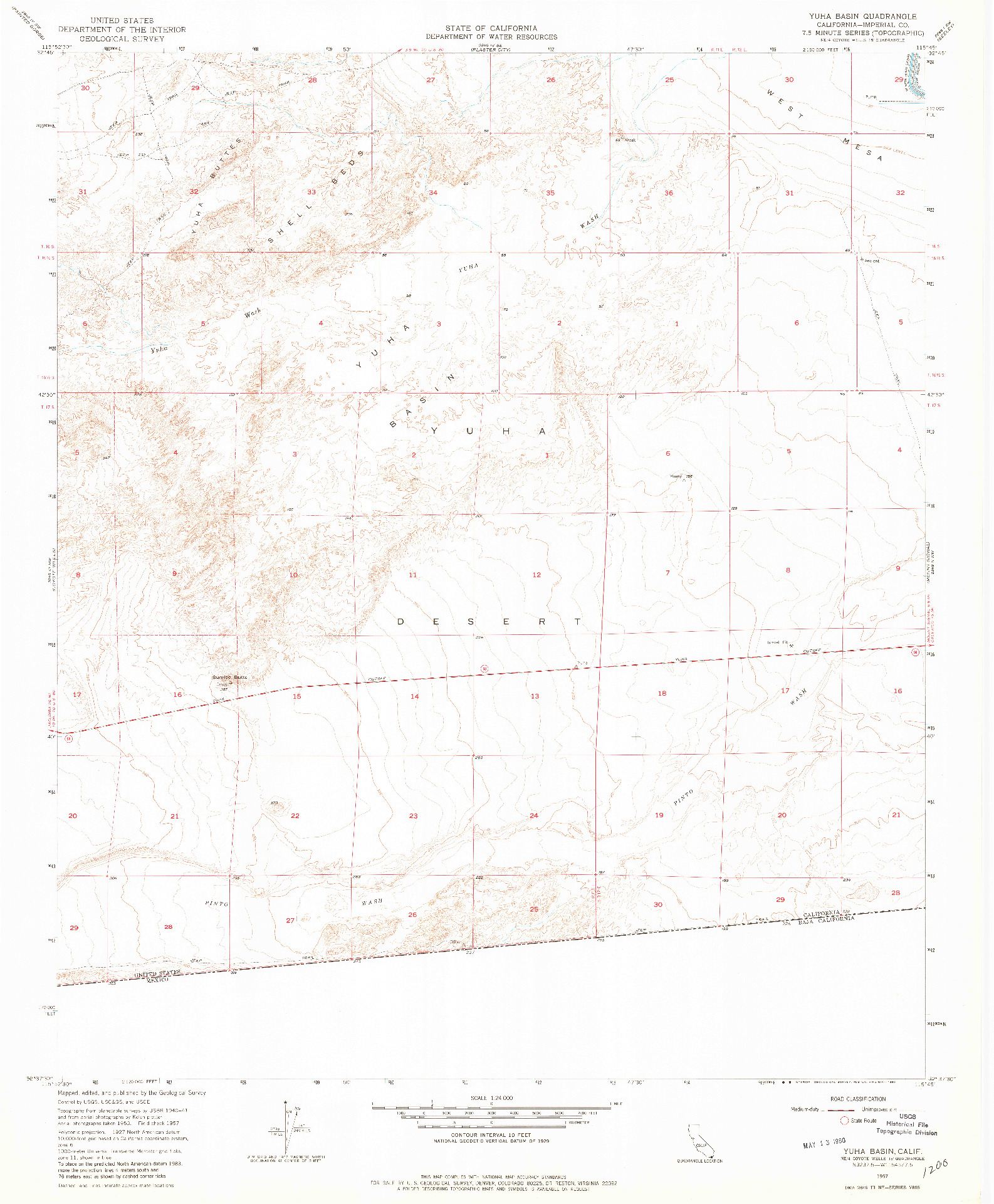 USGS 1:24000-SCALE QUADRANGLE FOR YUHA BASIN, CA 1957