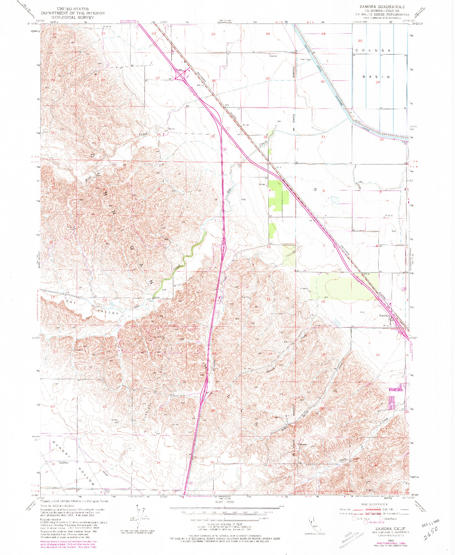 USGS 1:24000-SCALE QUADRANGLE FOR ZAMORA, CA 1953