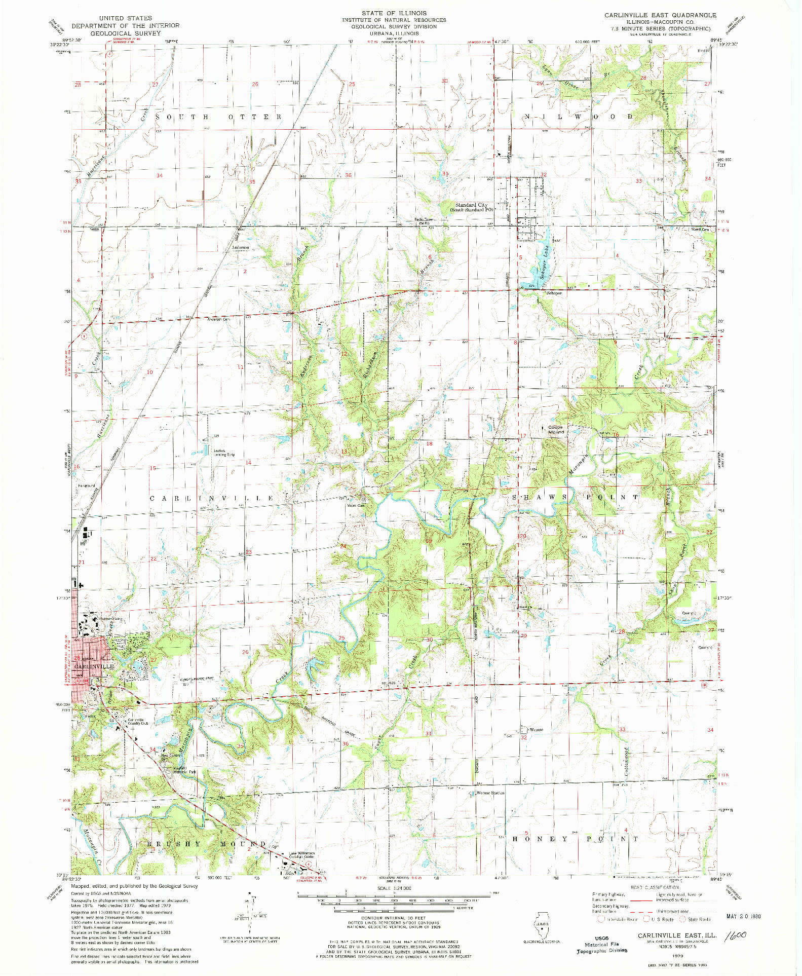 USGS 1:24000-SCALE QUADRANGLE FOR CARLINVILLE EAST, IL 1979