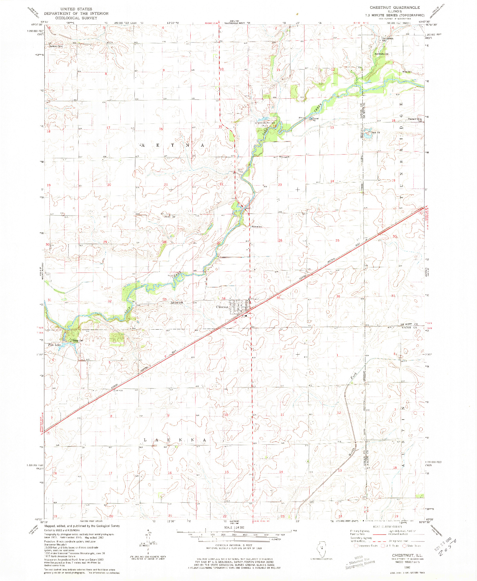 USGS 1:24000-SCALE QUADRANGLE FOR CHESTNUT, IL 1980
