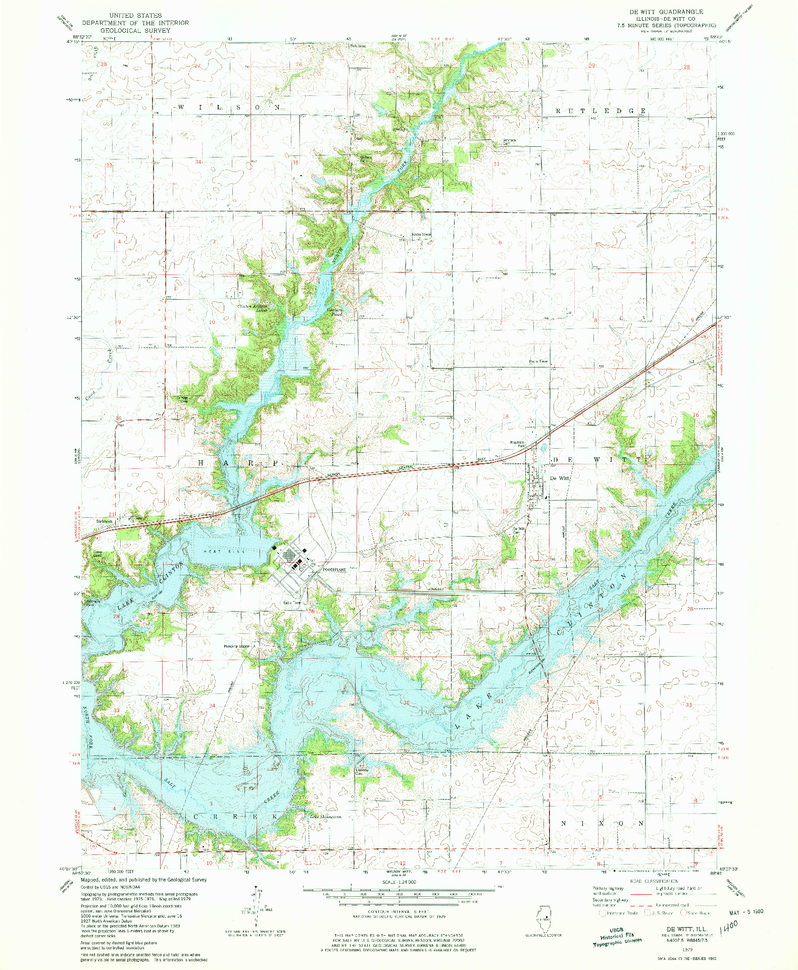 USGS 1:24000-SCALE QUADRANGLE FOR DE WITT, IL 1979