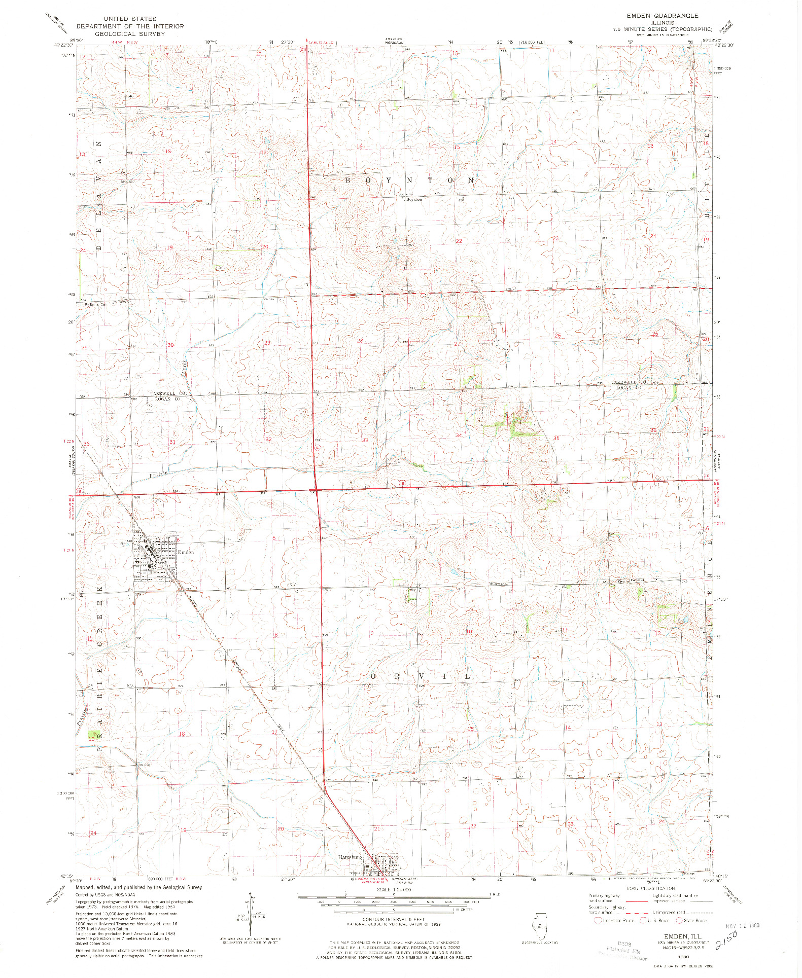 USGS 1:24000-SCALE QUADRANGLE FOR EMDEN, IL 1980