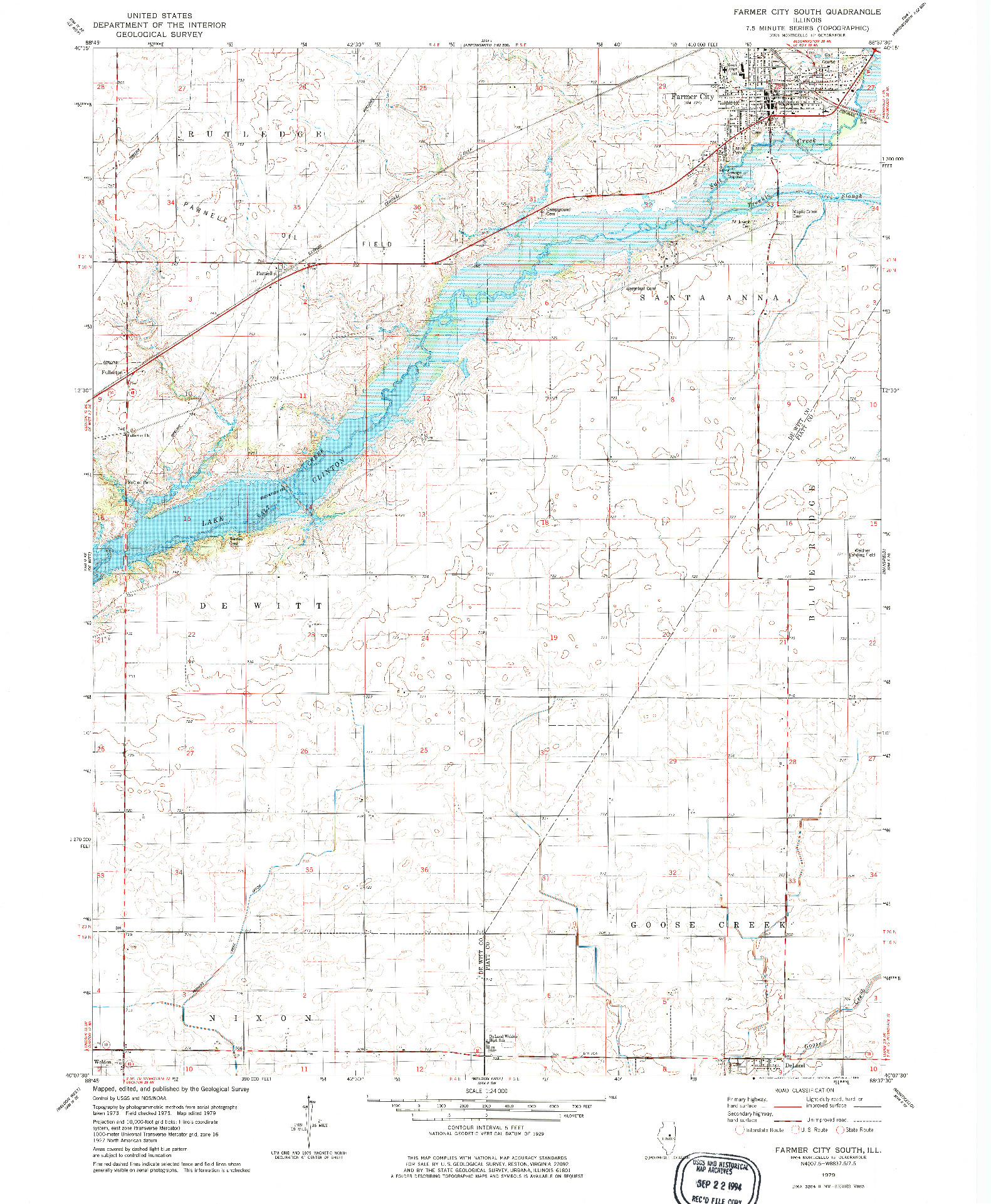 USGS 1:24000-SCALE QUADRANGLE FOR FARMER CITY SOUTH, IL 1979