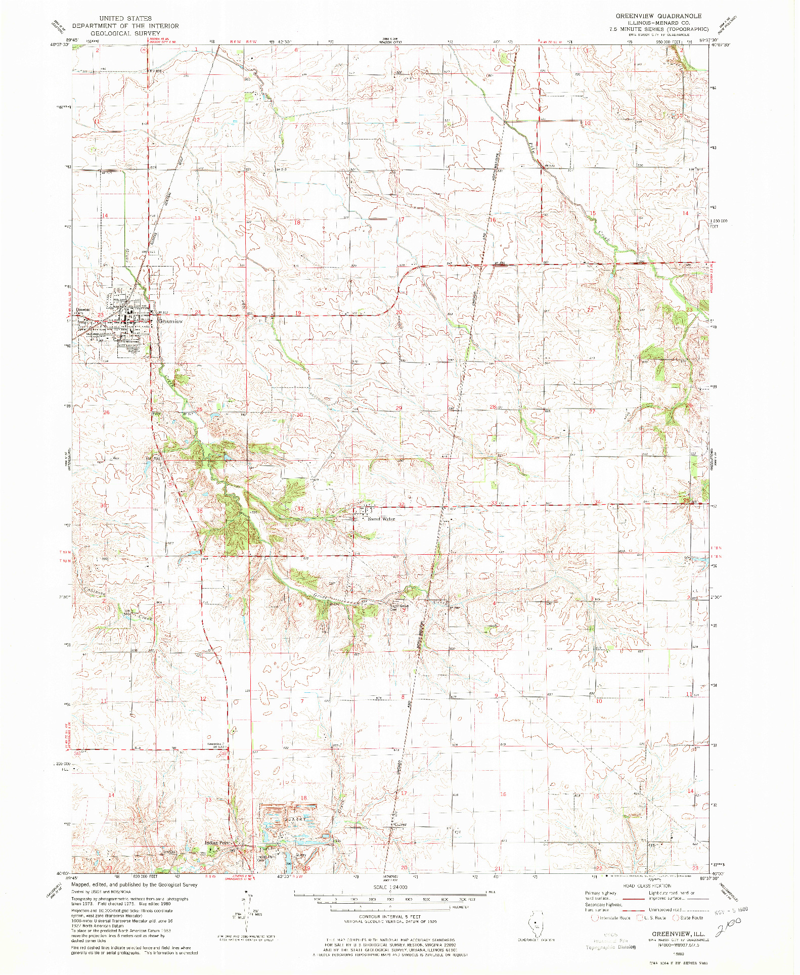 USGS 1:24000-SCALE QUADRANGLE FOR GREENVIEW, IL 1980
