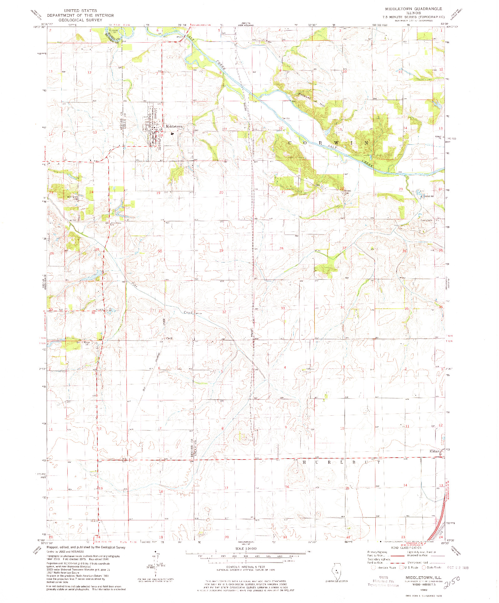 USGS 1:24000-SCALE QUADRANGLE FOR MIDDLESWORTH, IL 1980