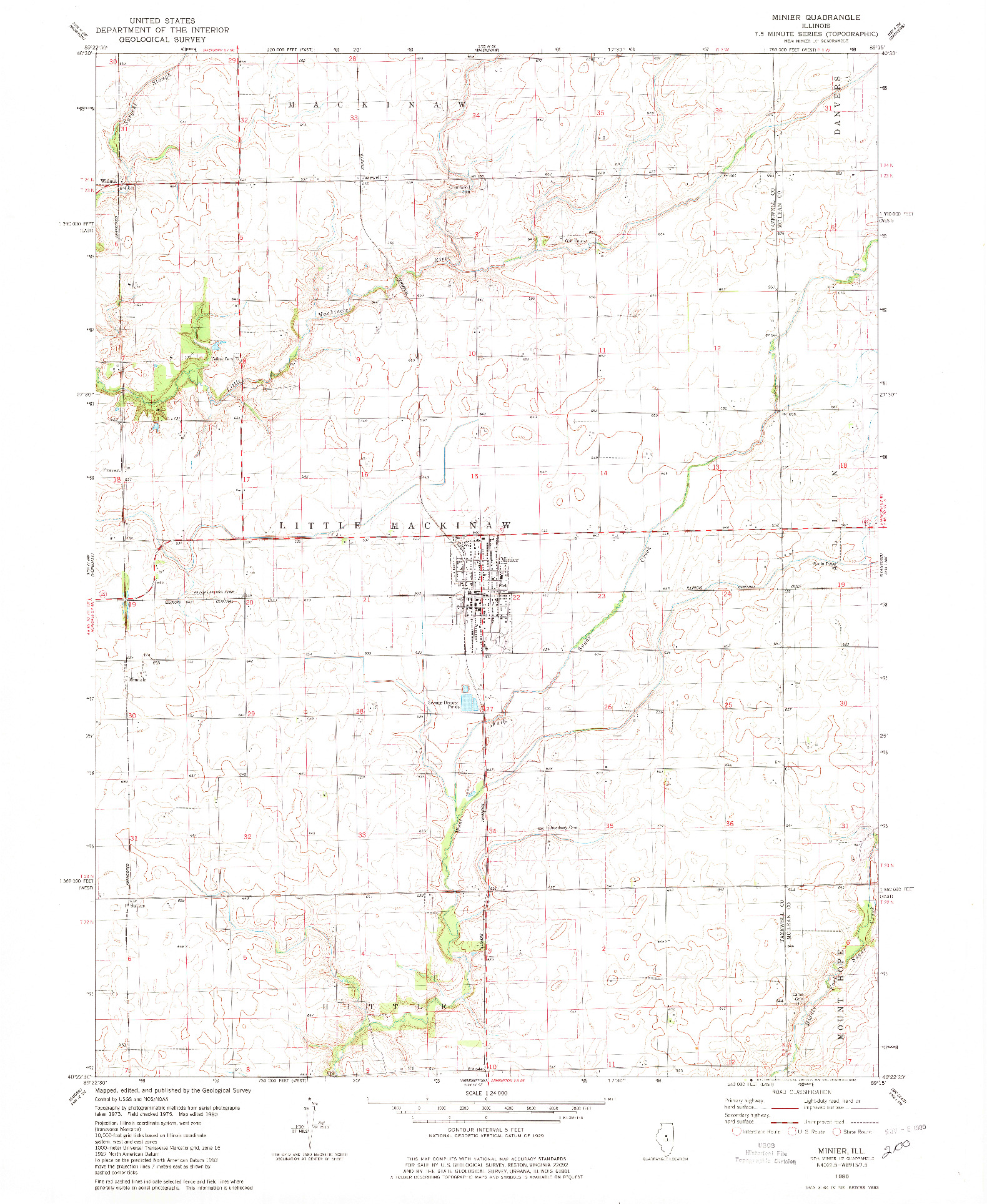 USGS 1:24000-SCALE QUADRANGLE FOR MINIER, IL 1980
