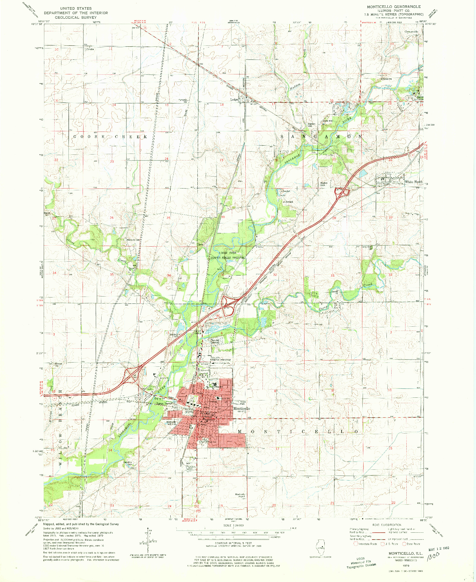 USGS 1:24000-SCALE QUADRANGLE FOR MONTICELLO, IL 1979
