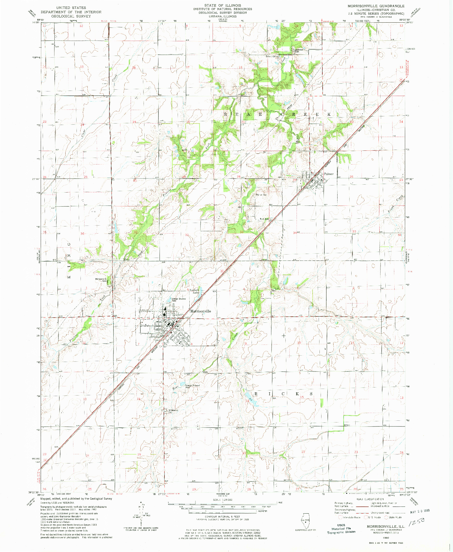 USGS 1:24000-SCALE QUADRANGLE FOR MORRISONVILLE, IL 1980