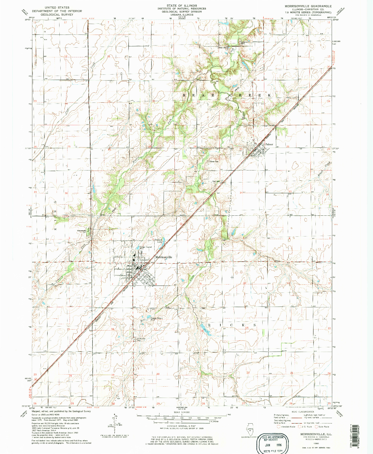 USGS 1:24000-SCALE QUADRANGLE FOR MORRISONVILLE, IL 1980