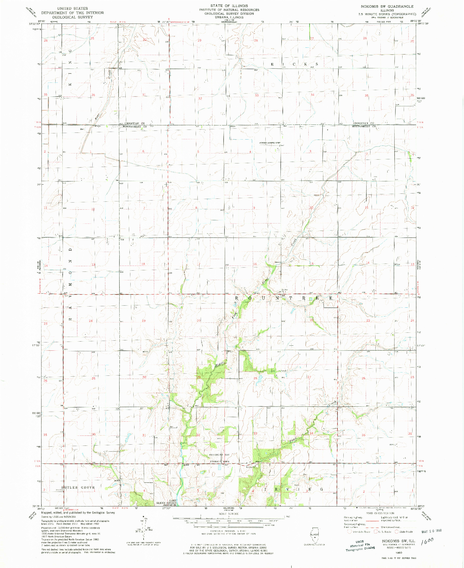 USGS 1:24000-SCALE QUADRANGLE FOR NOKOMIS SW, IL 1980