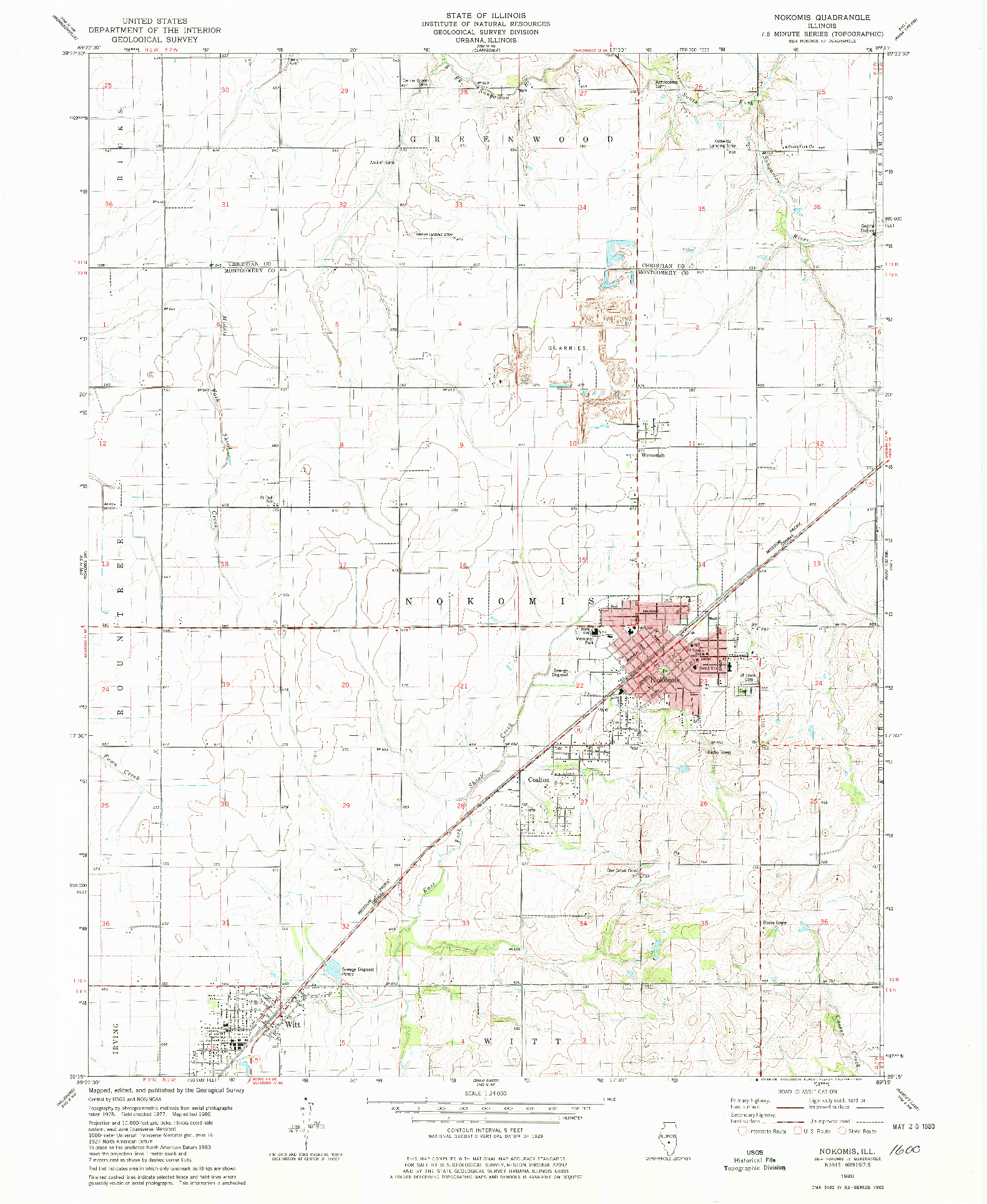 USGS 1:24000-SCALE QUADRANGLE FOR NOKOMIS, IL 1980