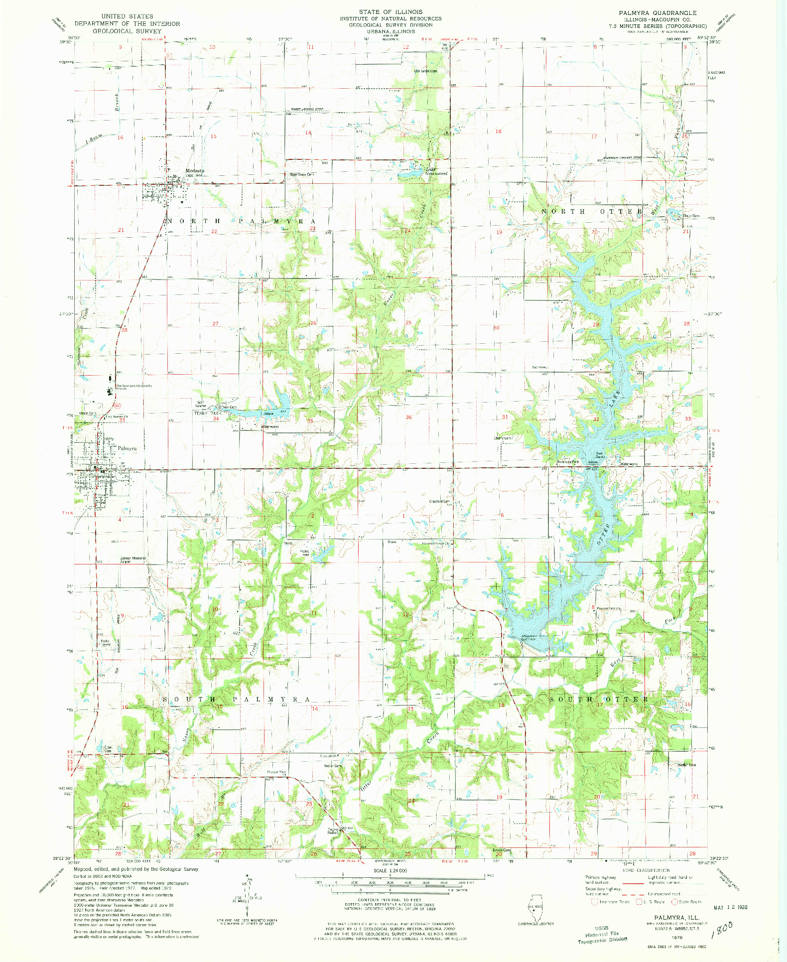USGS 1:24000-SCALE QUADRANGLE FOR PALMYRA, IL 1979