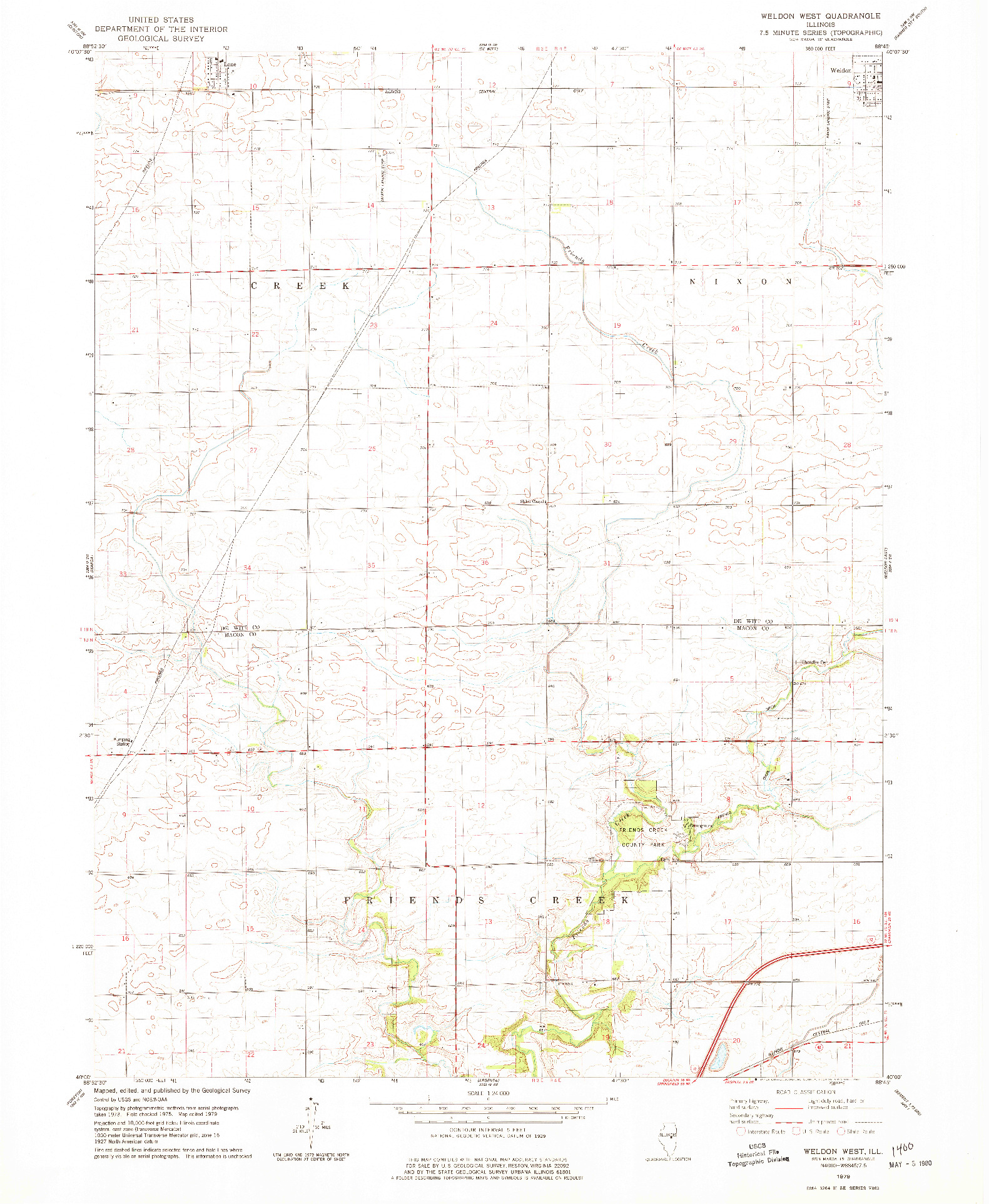 USGS 1:24000-SCALE QUADRANGLE FOR WELDON WEST, IL 1979