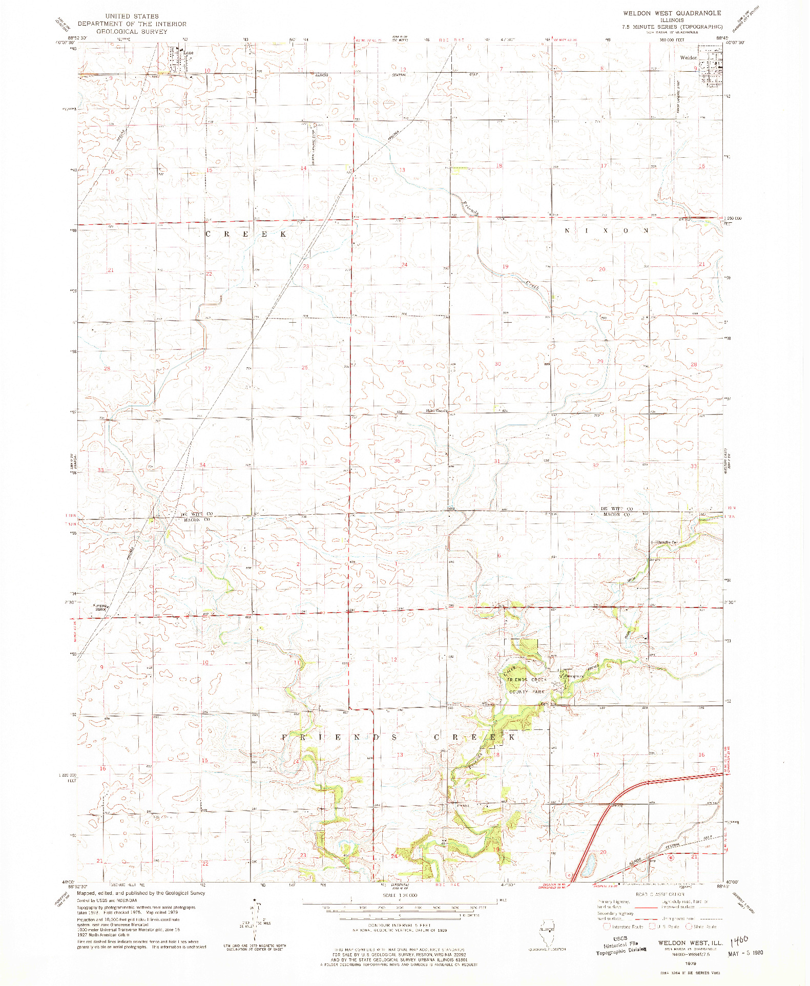 USGS 1:24000-SCALE QUADRANGLE FOR WELDON WEST, IL 1979