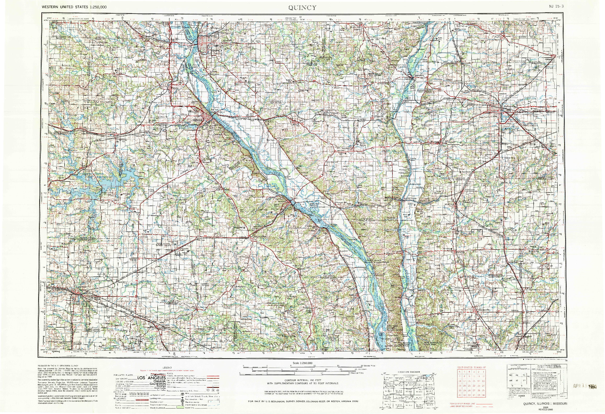 USGS 1:250000-SCALE QUADRANGLE FOR QUINCY, IL 1956