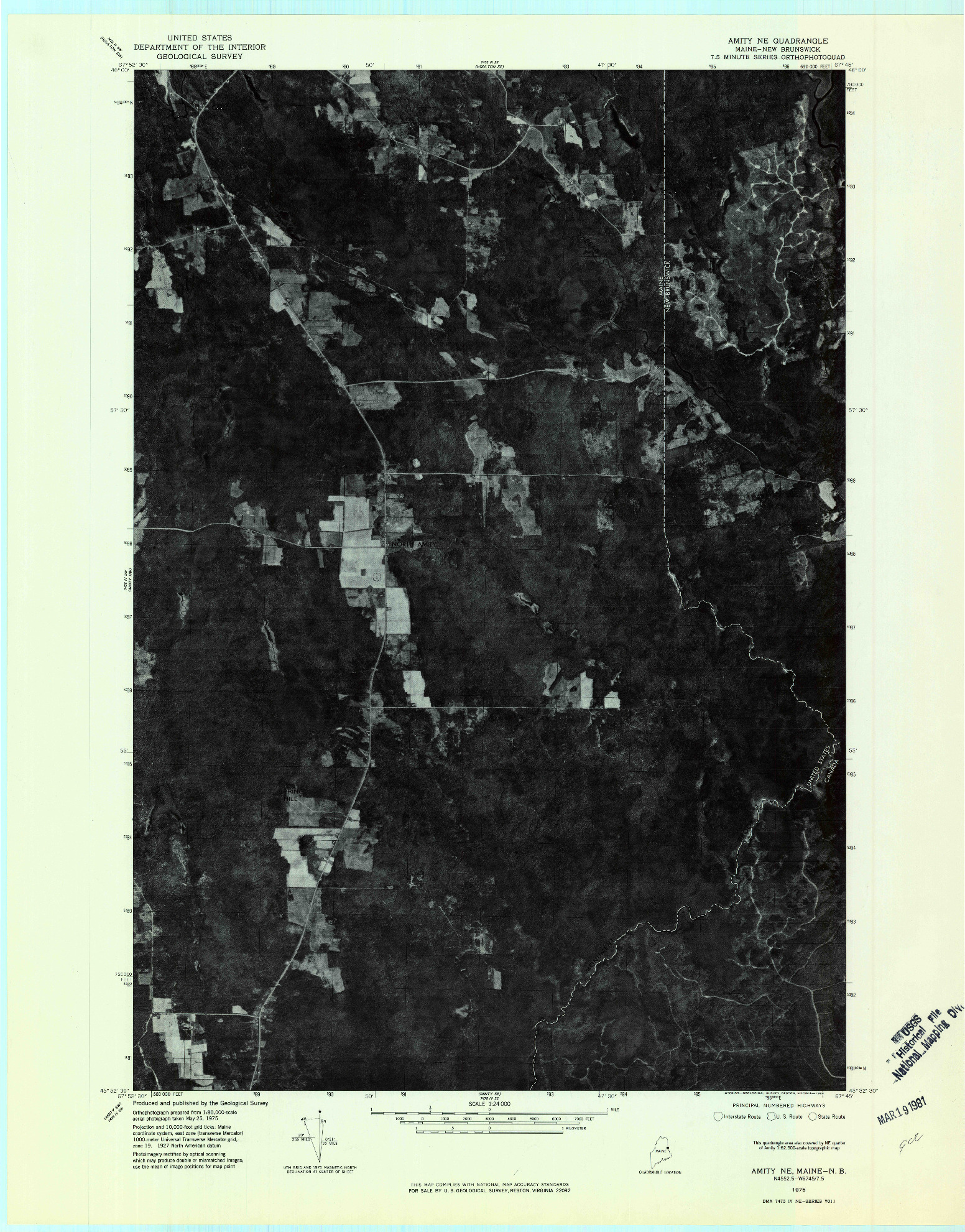 USGS 1:24000-SCALE QUADRANGLE FOR AMITY NE, ME 1975