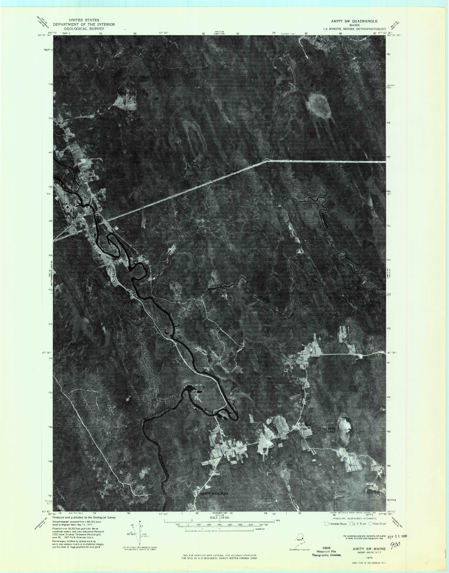 USGS 1:24000-SCALE QUADRANGLE FOR AMITY SW, ME 1975