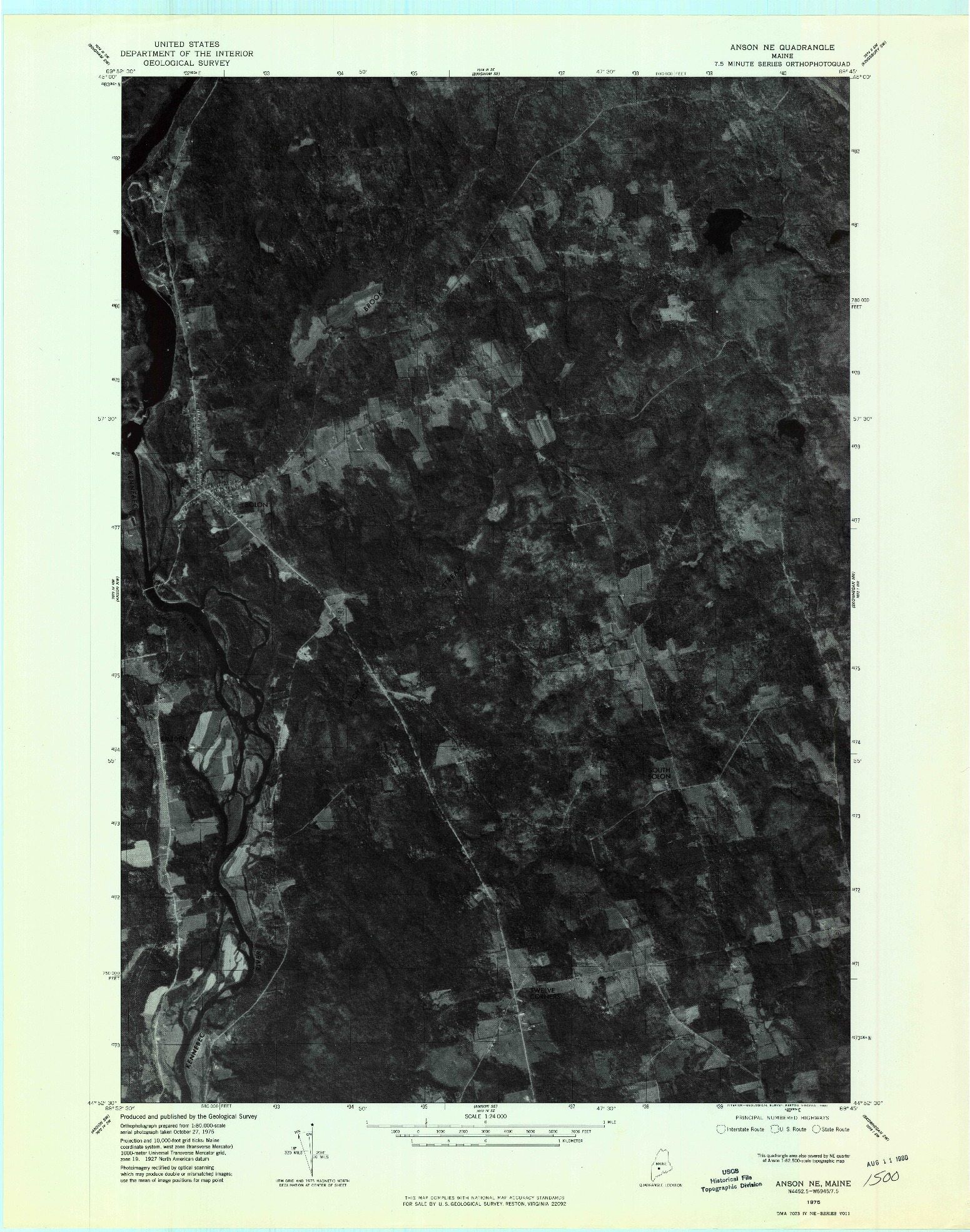 USGS 1:24000-SCALE QUADRANGLE FOR ANSON NE, ME 1975