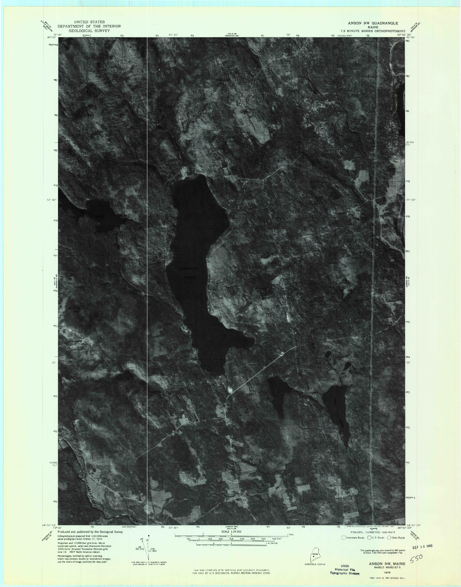 USGS 1:24000-SCALE QUADRANGLE FOR ANSON NW, ME 1975