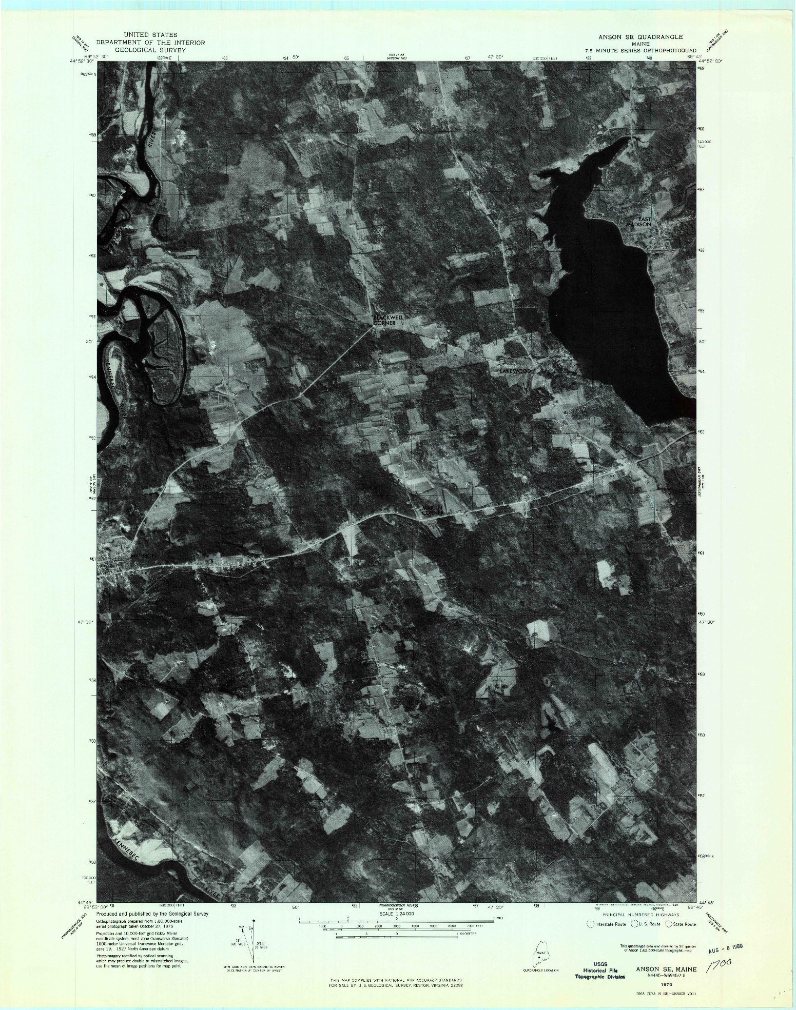 USGS 1:24000-SCALE QUADRANGLE FOR ANSON SE, ME 1975