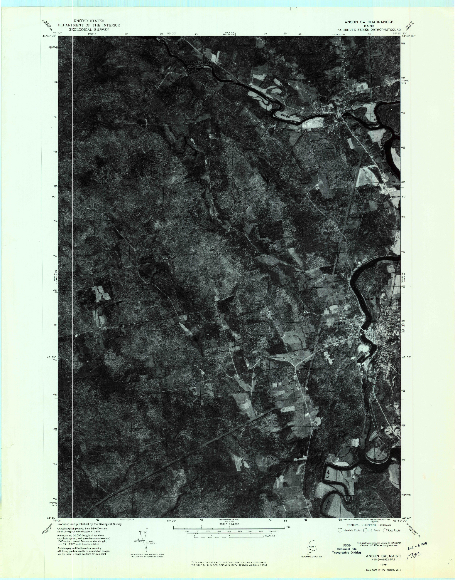 USGS 1:24000-SCALE QUADRANGLE FOR ANSON SW, ME 1976