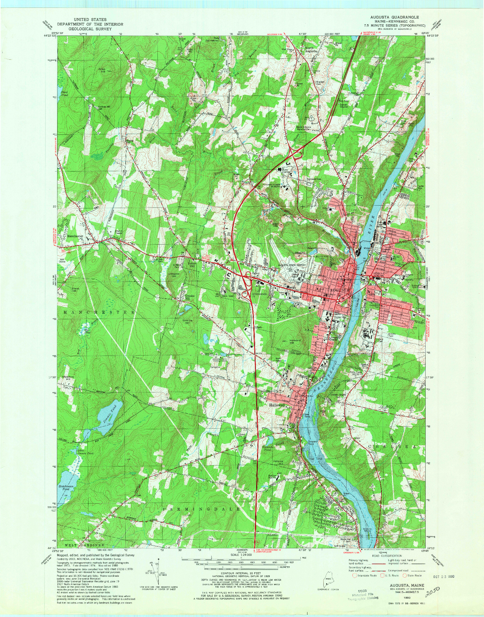 USGS 1:24000-SCALE QUADRANGLE FOR AUGUSTA, ME 1980