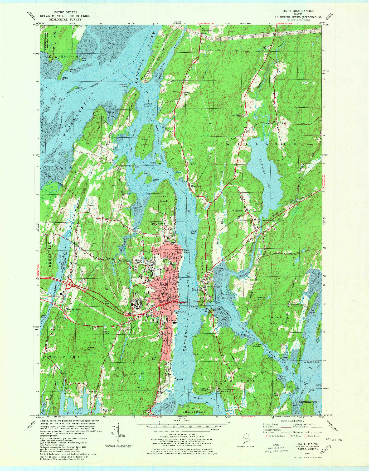 USGS 1:24000-SCALE QUADRANGLE FOR BATH, ME 1980