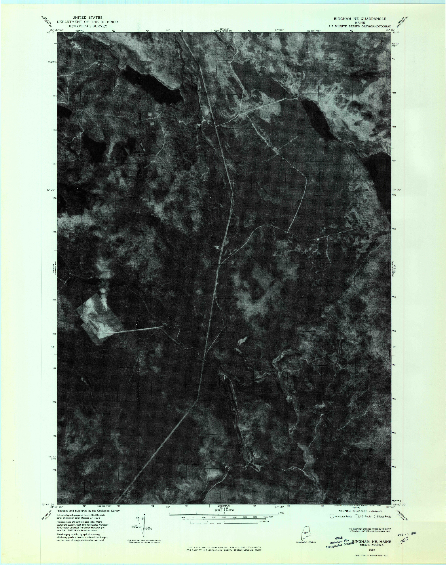 USGS 1:24000-SCALE QUADRANGLE FOR BINGHAM NE, ME 1975