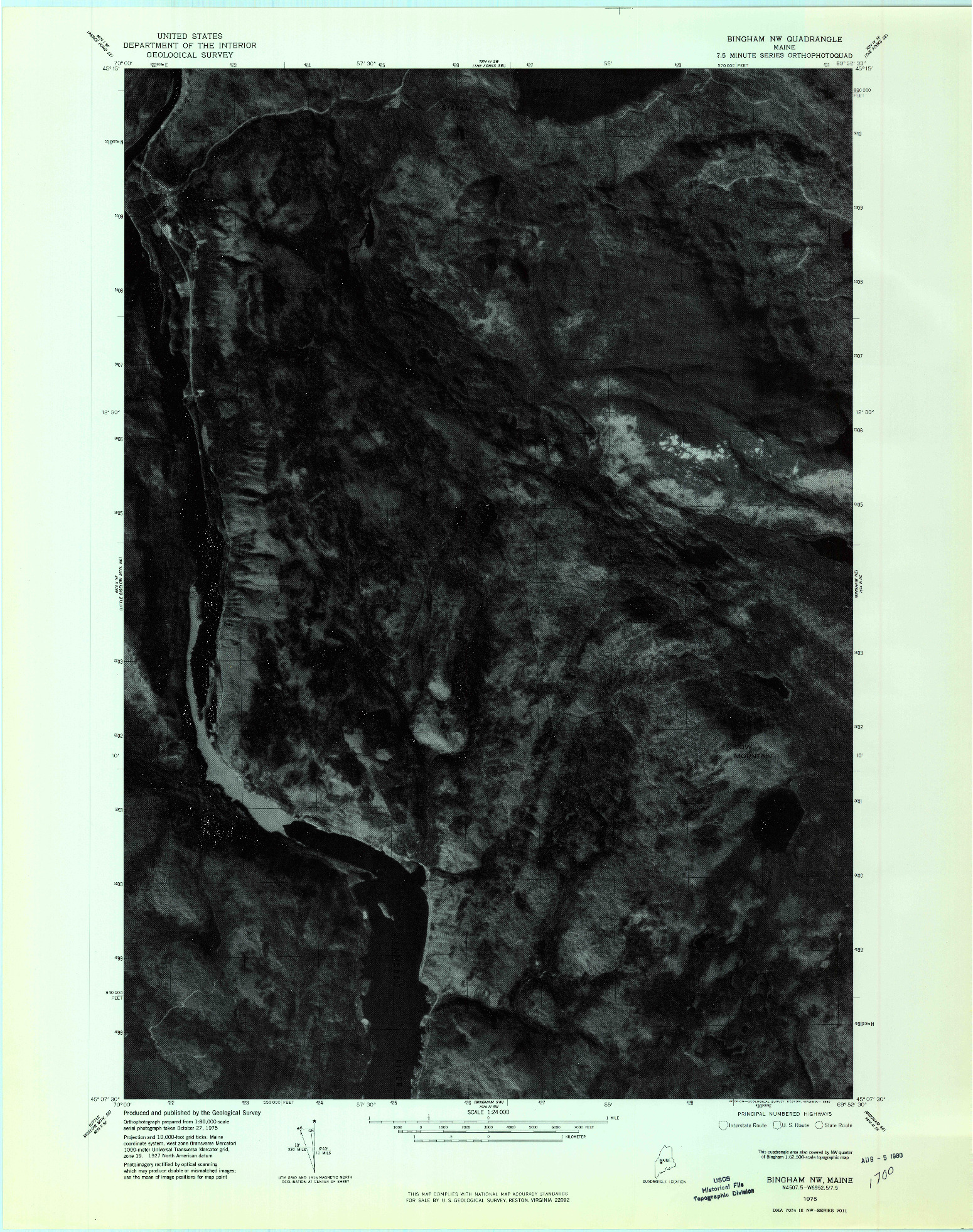 USGS 1:24000-SCALE QUADRANGLE FOR BINGHAM NW, ME 1975