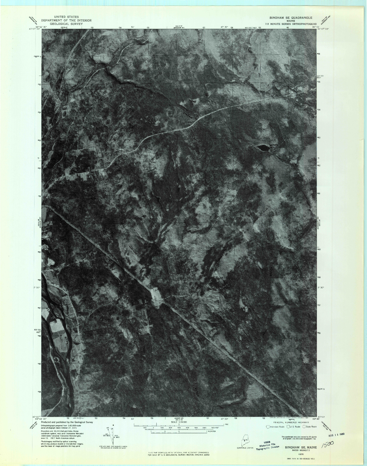 USGS 1:24000-SCALE QUADRANGLE FOR BINGHAM SE, ME 1975