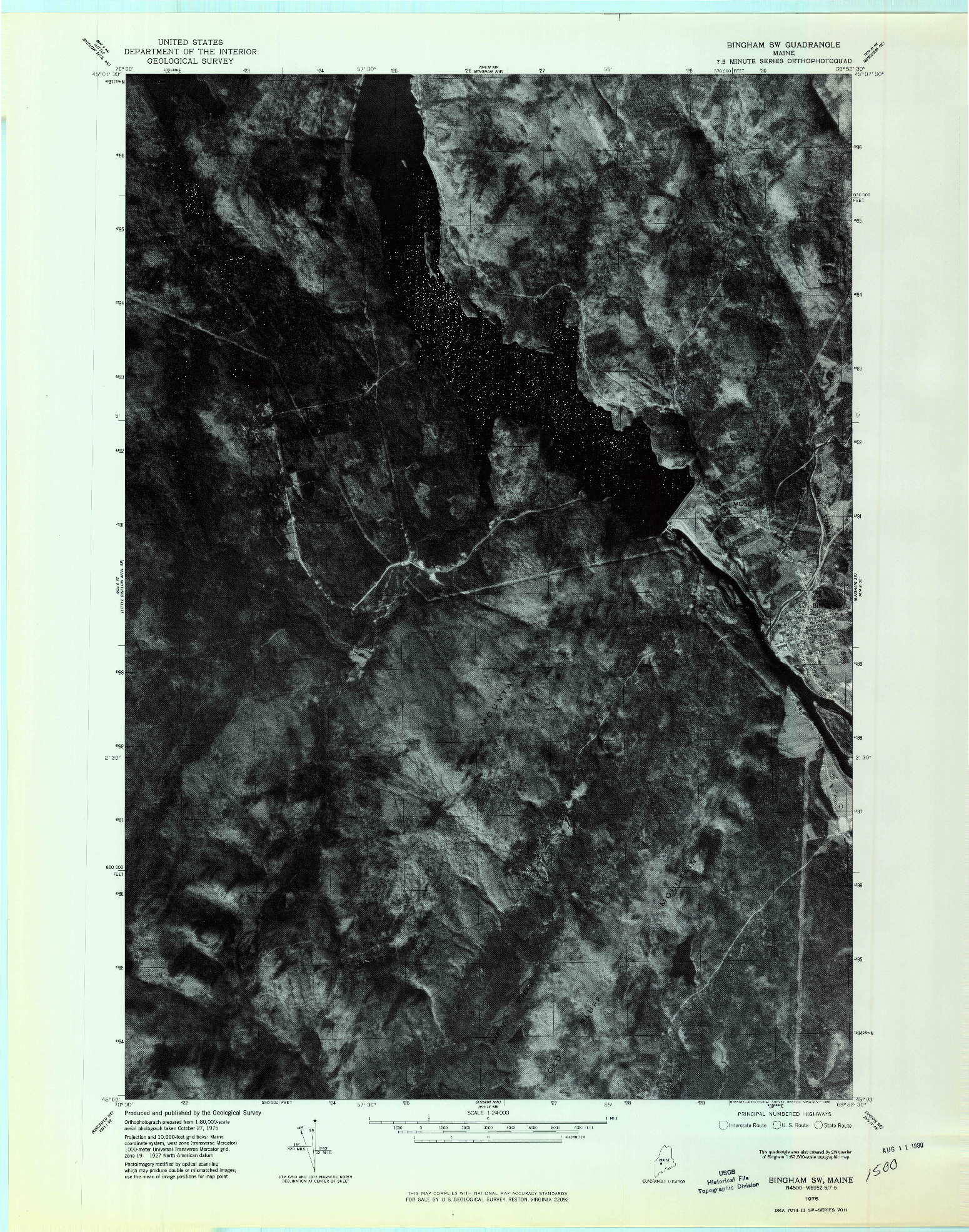 USGS 1:24000-SCALE QUADRANGLE FOR BINGHAM SW, ME 1975