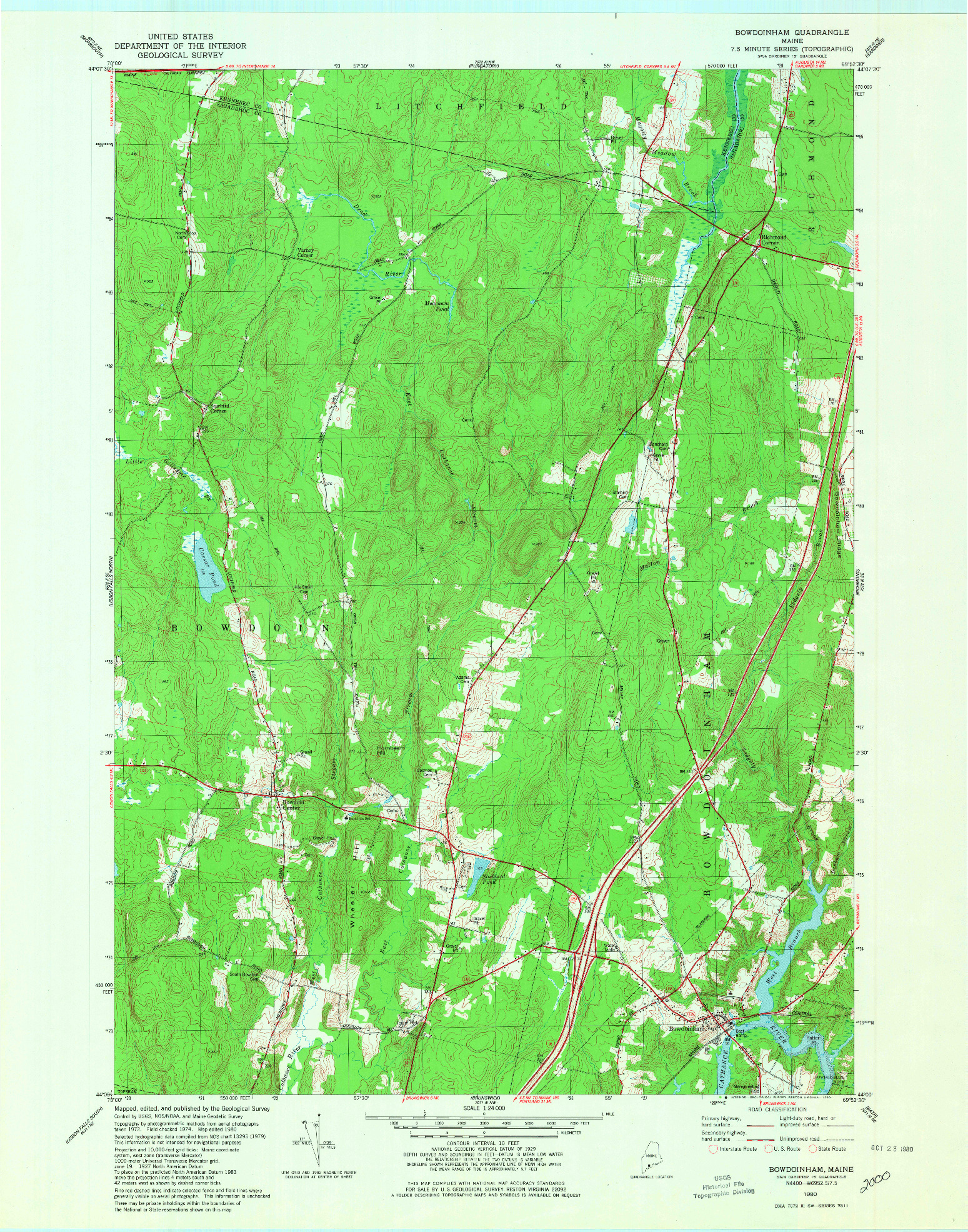 USGS 1:24000-SCALE QUADRANGLE FOR BOWDOINHAM, ME 1980