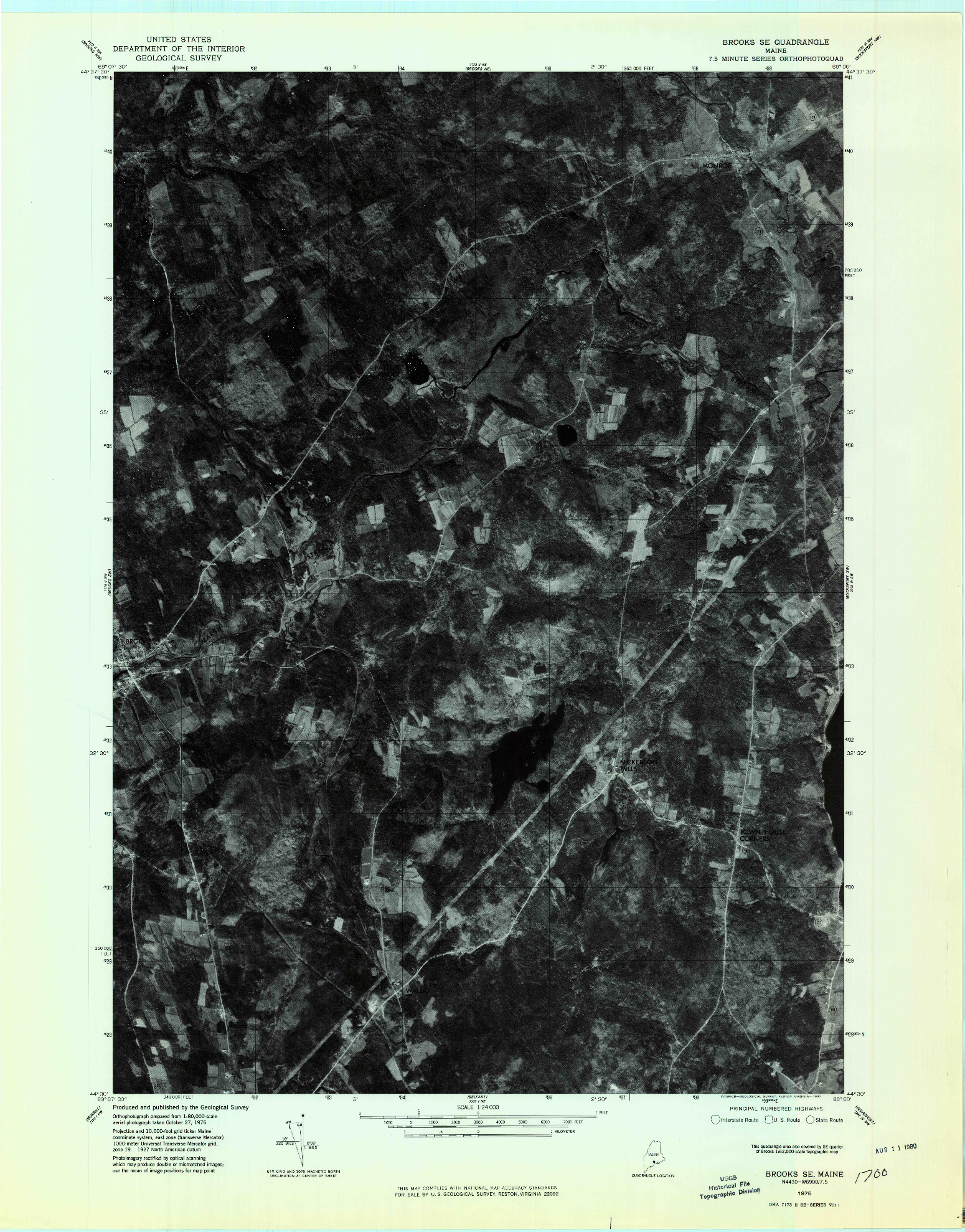 USGS 1:24000-SCALE QUADRANGLE FOR BROOKS SE, ME 1975