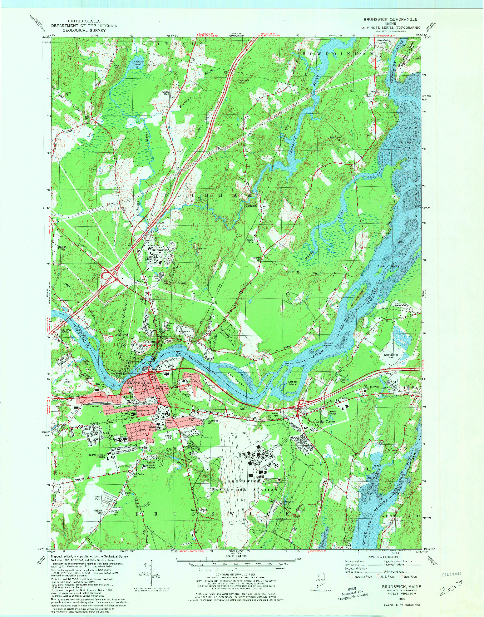 USGS 1:24000-SCALE QUADRANGLE FOR BRUNSWICK, ME 1980